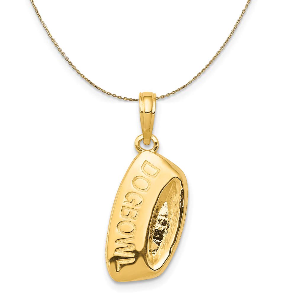 14k Yellow Gold Dog Bowl Necklace - Elegant Pet Jewelry Gift for Dog Lovers