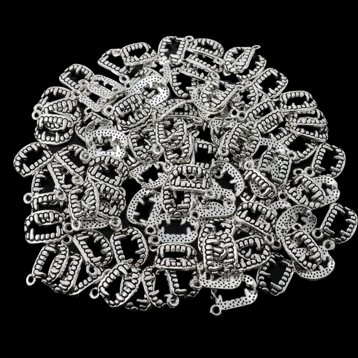 Honbay 100PCS Alloy Vampire Fang Teeth Charms - Halloween Jewelry Pendants for Earrings, Necklaces, Bracelets & Keychains - Perfect for DIY Crafts, Cosplay & Gothic Fashion Accessories
