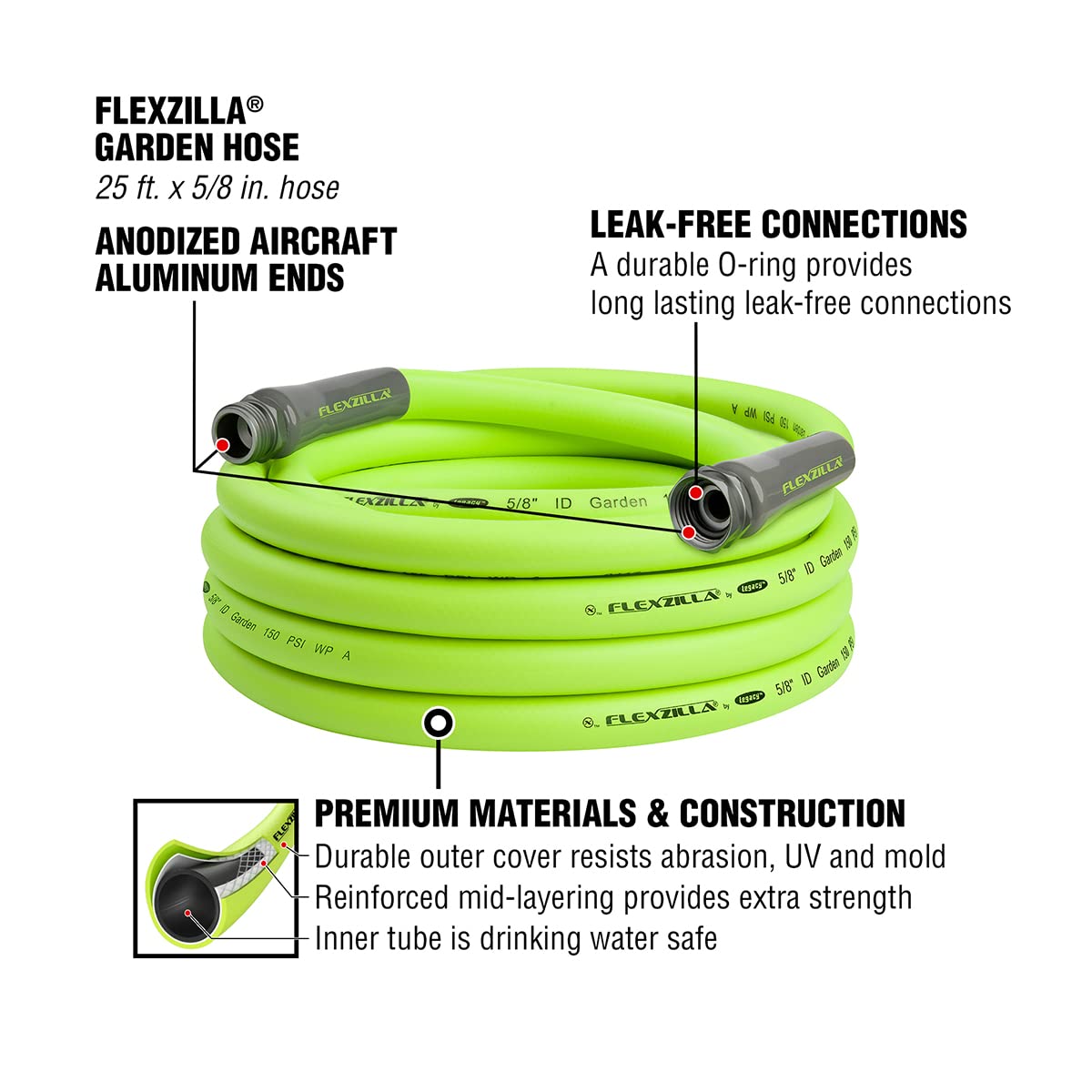 Liberty Garden Hose Butler & Flexzilla Garden Hose Bundle - Heavy Duty Yard Hose Storage & Flexible Watering Solution for Lawns, Gardens, and Outdoor Cleaning