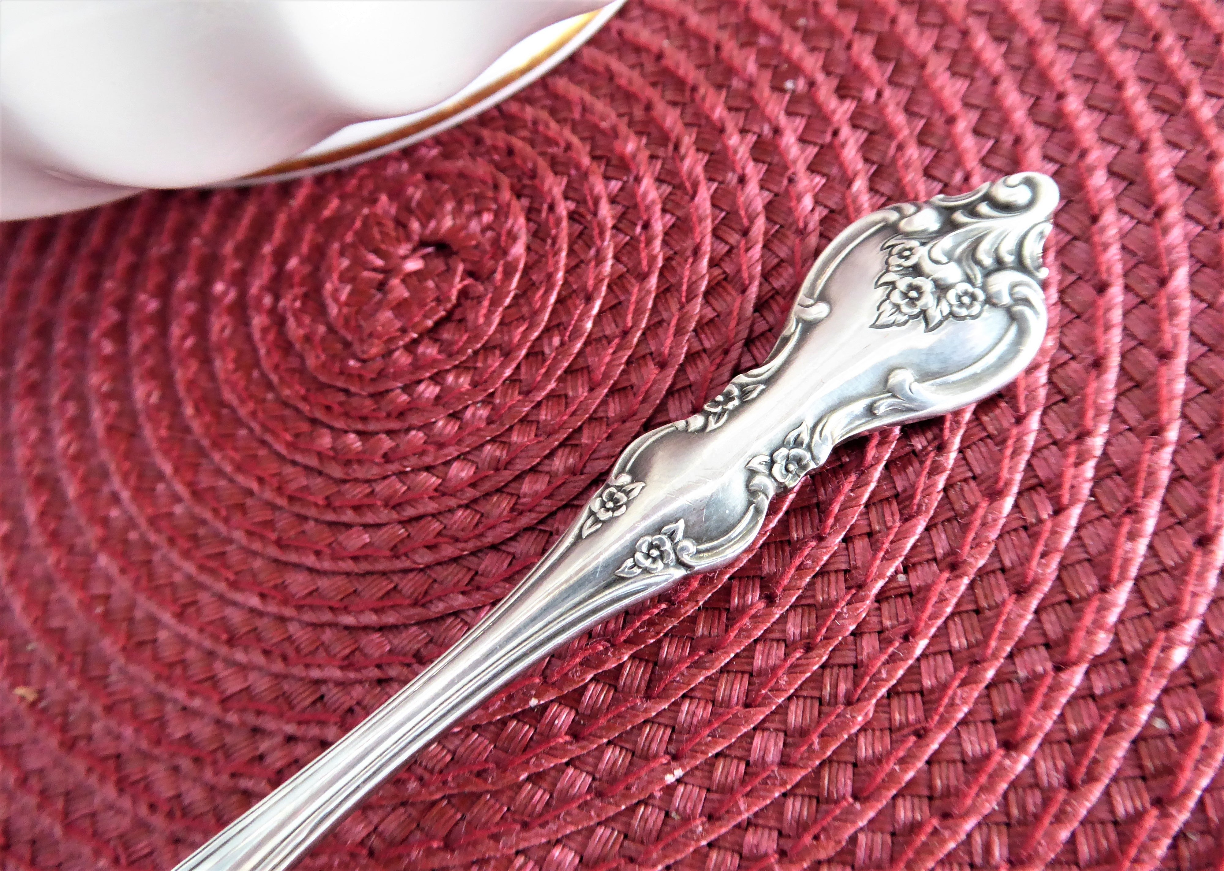 Vintage 1960s Orleans Silver Sugar Spoon with Elegant Floral Design - Antique Tea Spoon for Coffee, Dessert, and Afternoon Tea Parties