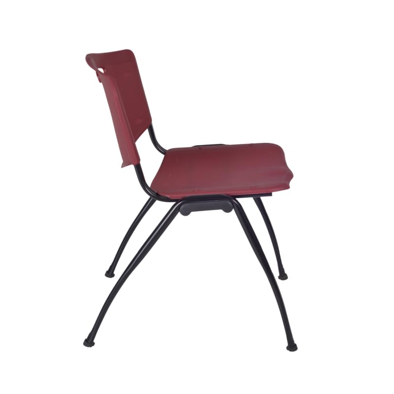 Kobe 48-Inch Flip Top Mobile Training Table with Mahogany Finish & 2 'M' Stack Chairs in Burgundy - Foldable Conference Table Set for Office Meetings, Classrooms, and Training Sessions