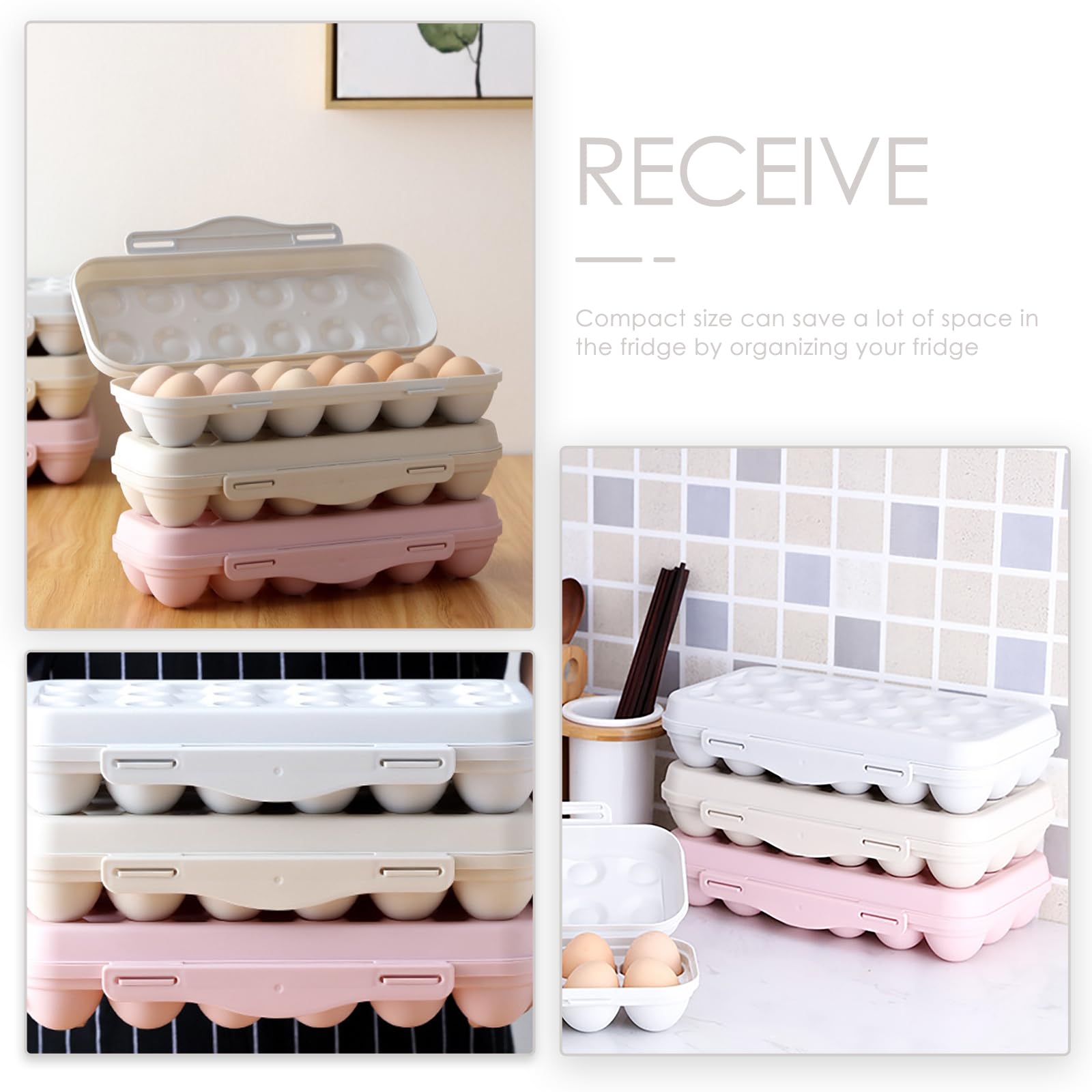 Reusable Plastic Egg Holder for Refrigerator - 18 Egg Storage Container with Lid, Stackable Fridge Organizer (Pink) | Perfect for Kitchen Organization, Farm Fresh Eggs & Space-Saving Refrigerator Storage