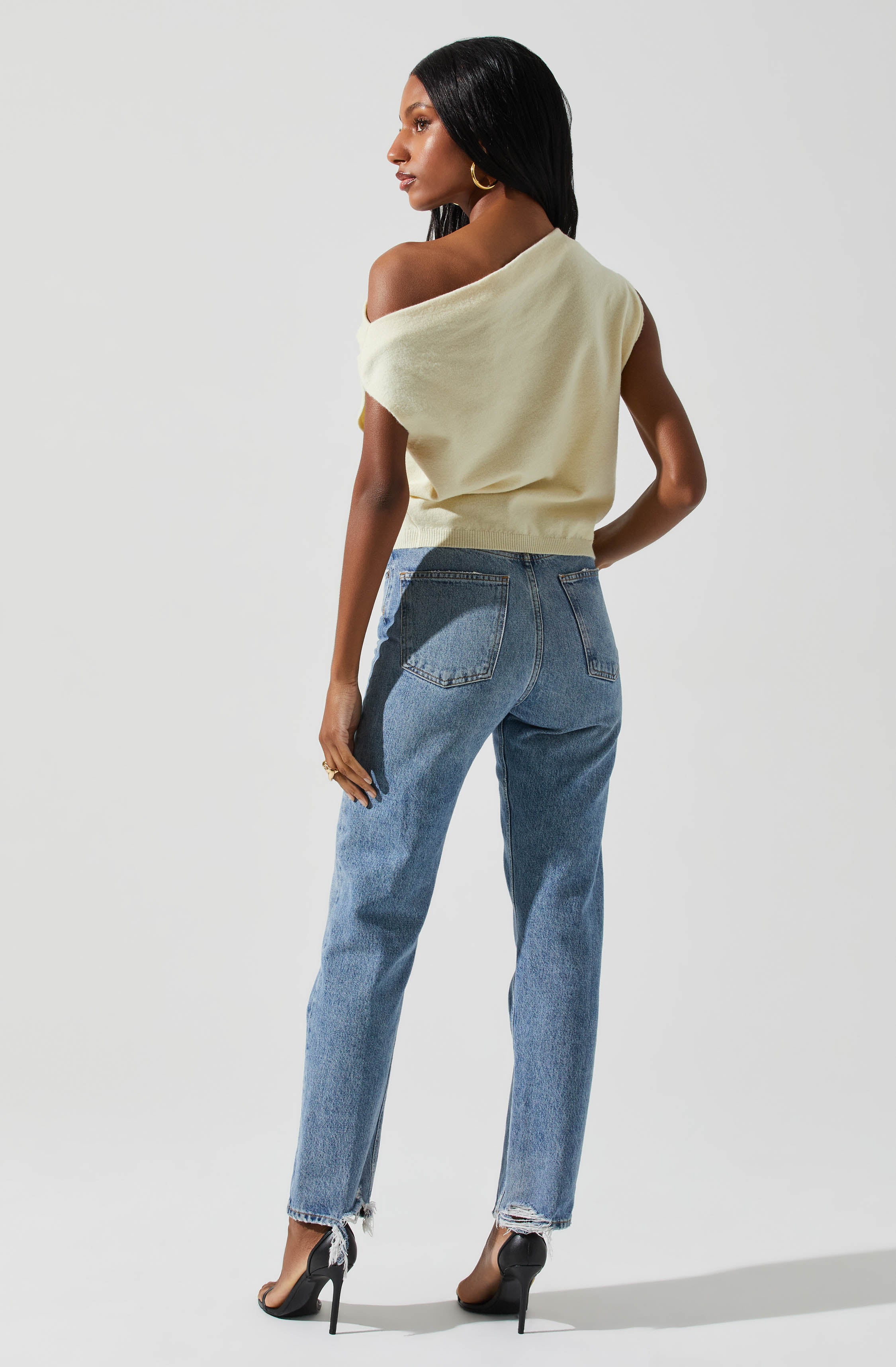 Devin Sleeveless One Shoulder Sweater for Women - Trendy Off-Shoulder Knit Top for Casual Wear, Date Night & Party Outfits