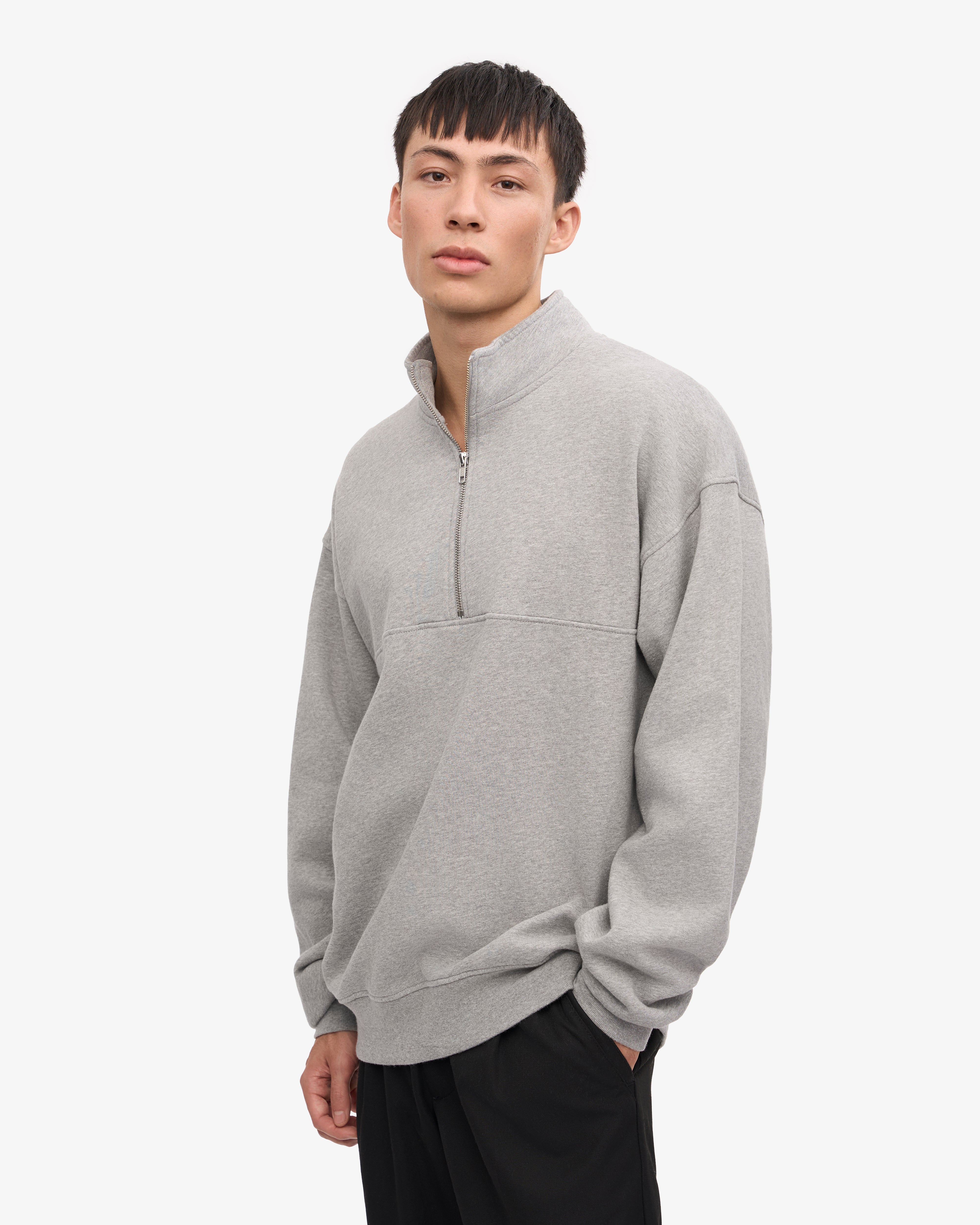Organic Cotton Quarter Zip Sweatshirt for Men & Women | Heather Grey | Comfortable & Eco-Friendly | Perfect for Casual Wear & Outdoor Activities