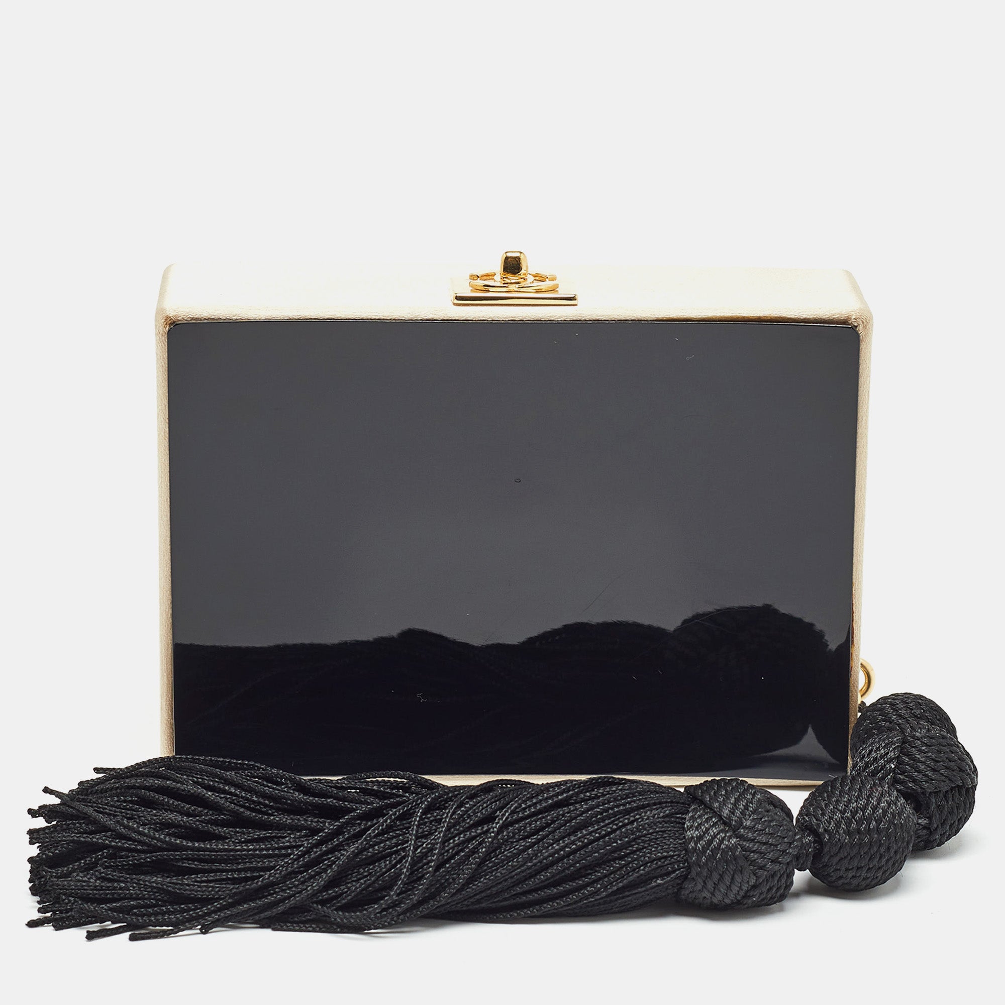 Vintage Satin Box Bag in Beige & Black - Elegant Retro Clutch for Women, Perfect for Evening Parties, Weddings & Special Occasions