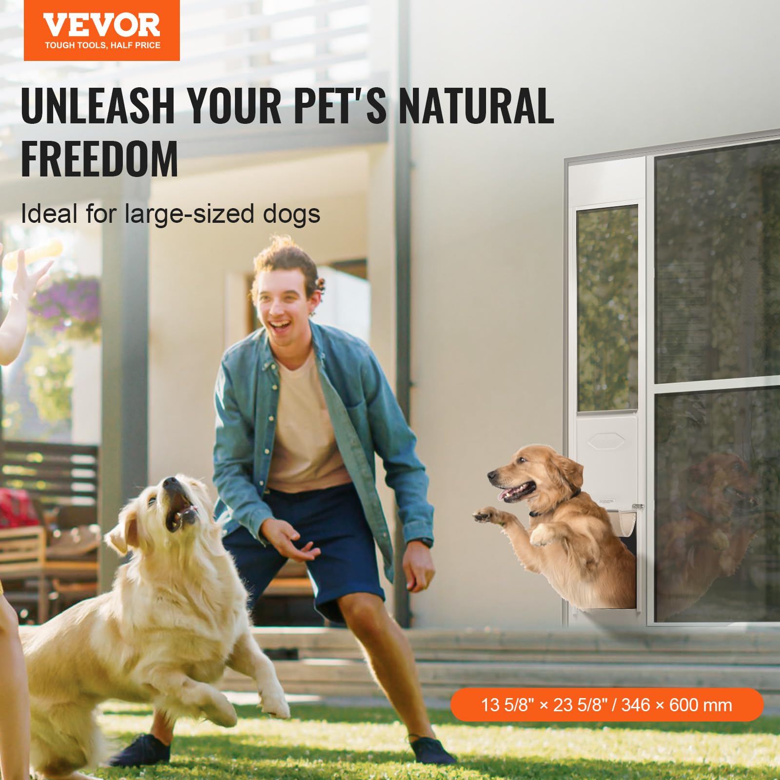 VEVOR Adjustable Dog Door for Sliding Glass Doors - 75 7/8