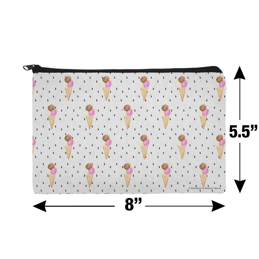 Premium Ice Cream Waffle Cone Cosmetic Bag - Cute Makeup Organizer Pouch for Travel & Daily Use | Perfect for Cosmetics, Brushes & Toiletries