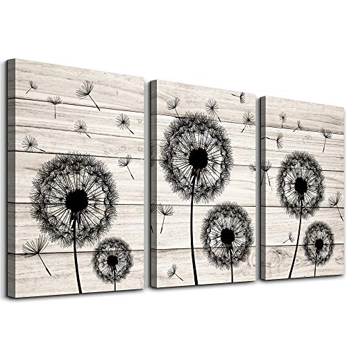 3 Piece Black And White Dandelion