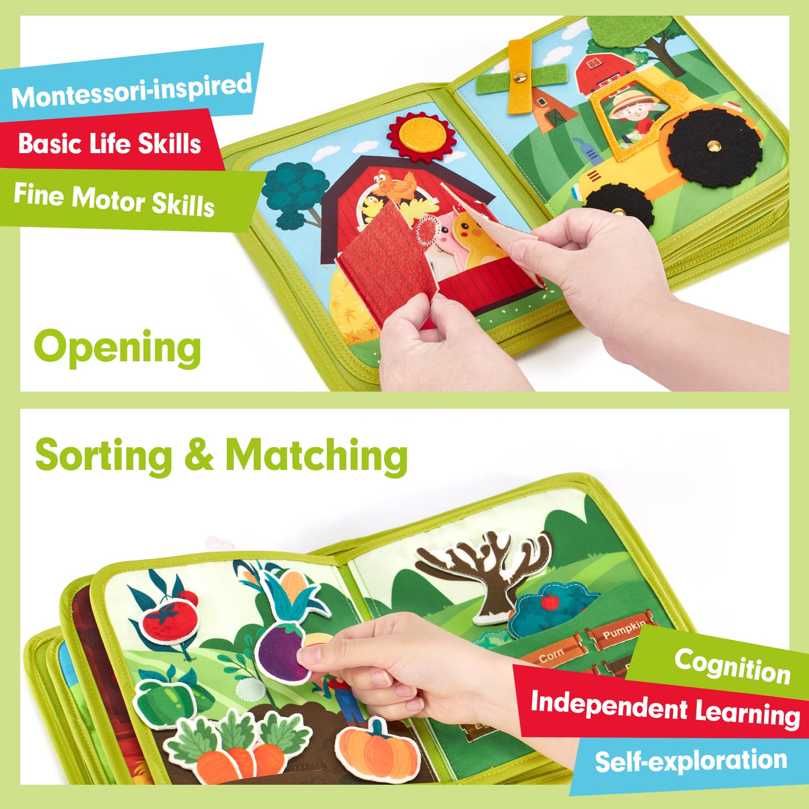 Montessori Busy Book for Toddlers 1-3 - Educational Quiet Activity Toy for Boys & Girls | Perfect Birthday Gift & Travel Toy