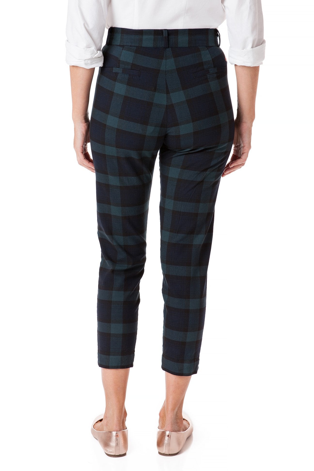 Stretch Twill Blackwatch Tartan Plaid Ankle Capri Pants for Women - Comfortable & Stylish for Work, Casual Outings & Travel