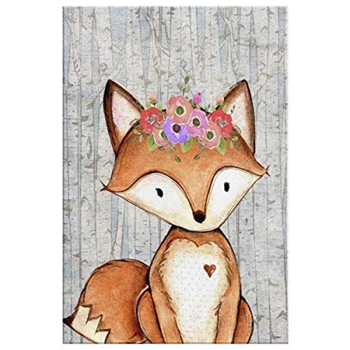 Woodland Nursery Decor for Girls - Fox with Wreath Wall Art Canvas - Baby Girl Room Decor - 5 Size Options - Woodland Fox & Birch Trees Nursery Painting | Perfect for Baby Showers, Gender Reveals & Nursery Wall Decor