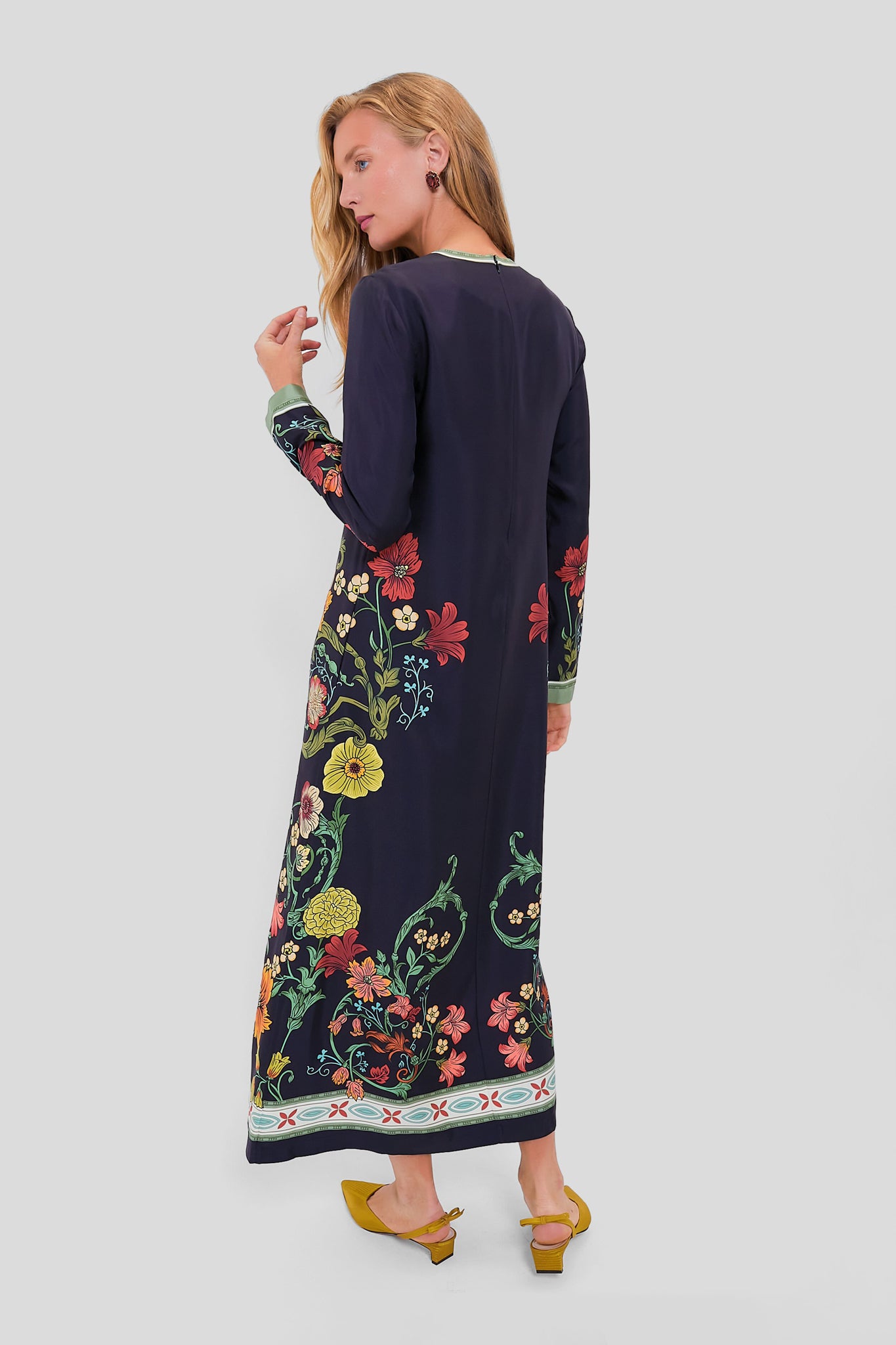 Botticelli Long Sleeve Swing Dress for Women - Flowy A-Line Midi Dress with Ruffle Sleeves | Perfect for Office Wear, Date Night & Fall Weddings