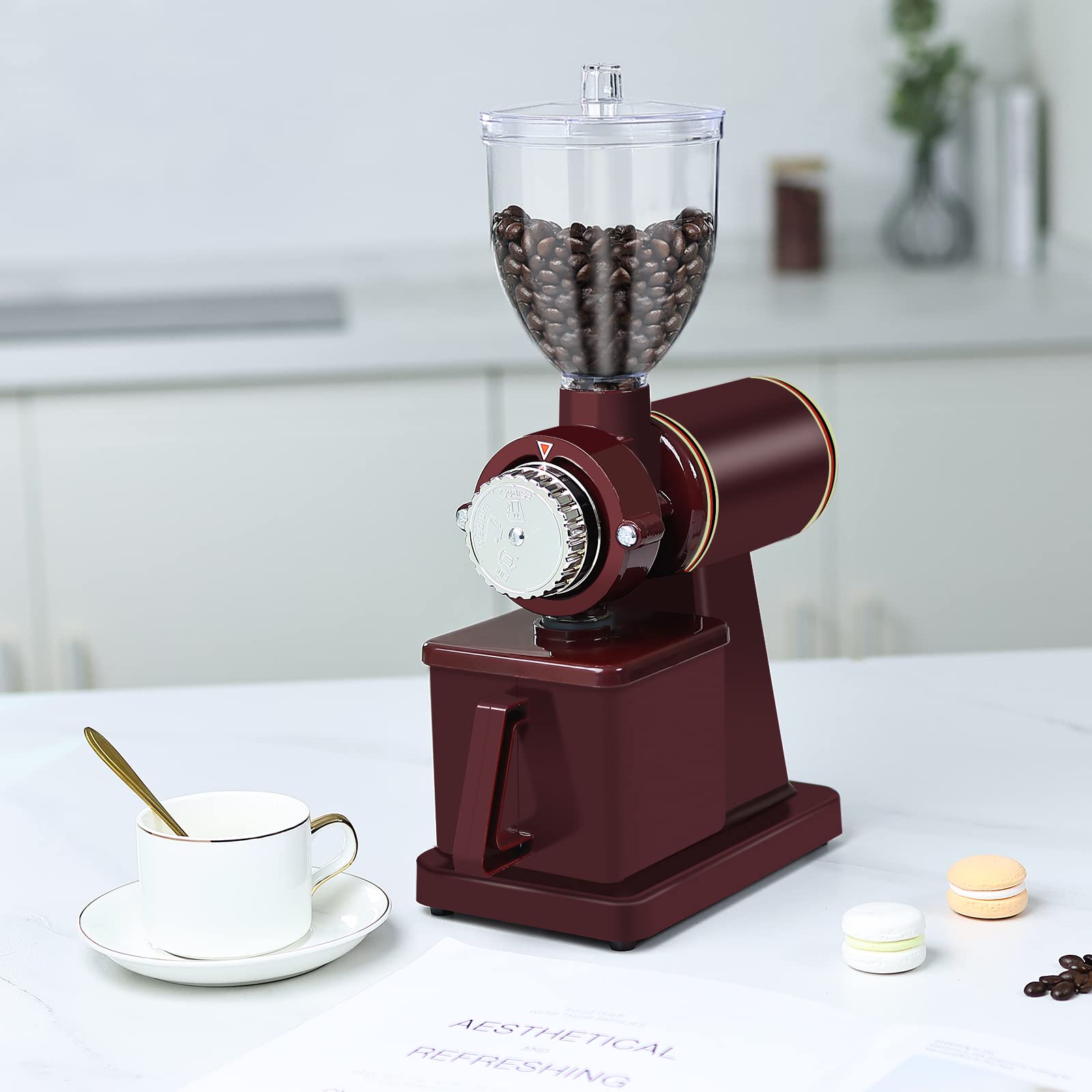 YaeMarine Electric Coffee Grinder - Adjustable Bean Grinder for Home & Cafe Use
