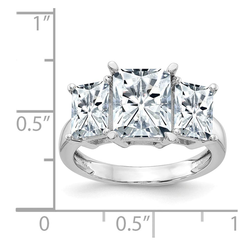 14K White Gold Octagon Radiant Three Stone Engagement Ring for Wedding Proposal