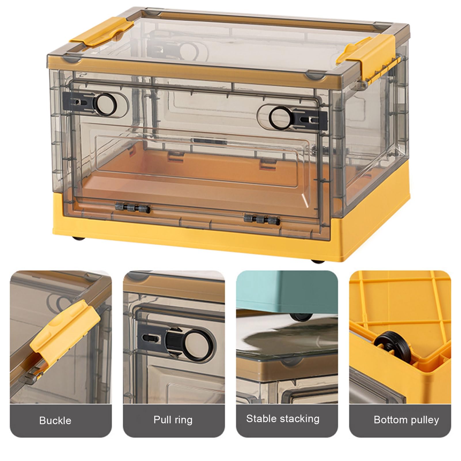 Stackable Plastic Storage Box with Lid - Space-Saving for Clothes & Toys