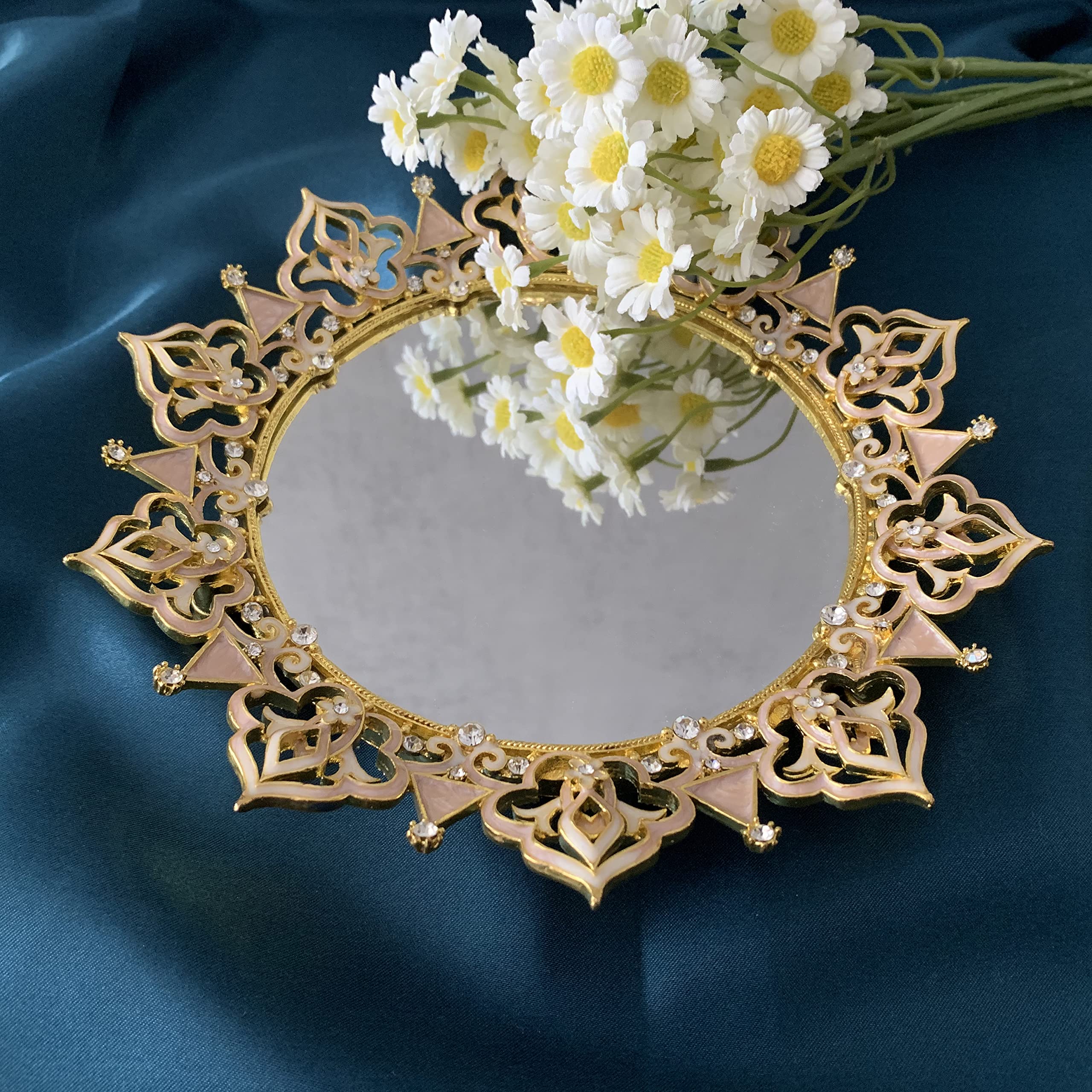 Elegant Gold Vanity Tray - Jewelry Ring Holder & Decorative Dresser Organizer | Metal Makeup Tray for Bathroom, Bedroom & Vanity Table | Perfect for Jewelry Storage, Cosmetics Display & Home Décor