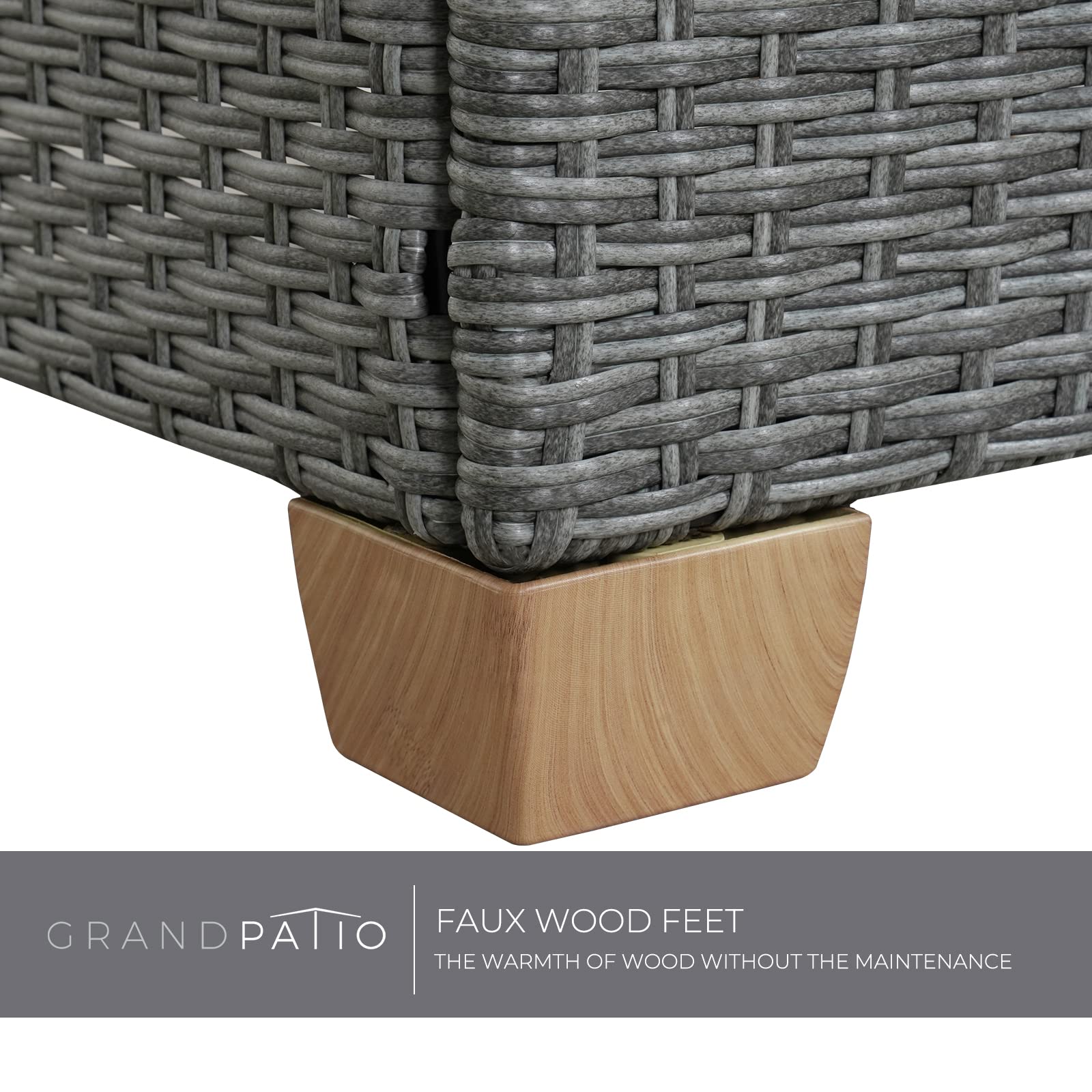 Outdoor Wicker Patio Furniture Set with Glass Coffee Table - 4-Piece Modular Sofa Set with Olefin Cushions for Backyard, Garden & Poolside - Light Gray Conversation Set for Relaxing & Entertaining Guests