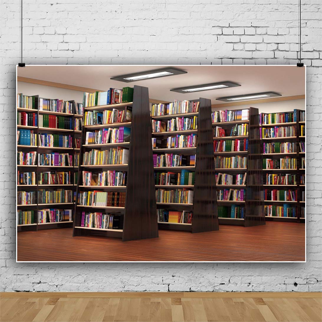 CSFOTO 8x6.5ft Bookshelf Backdrop - Premium Polyester Bookcase Background for Bookstore, Library & Study Room Decor - Perfect for Back to School Photos, Children & Adult Portraits - Durable Photo Studio Props for Professional Photography