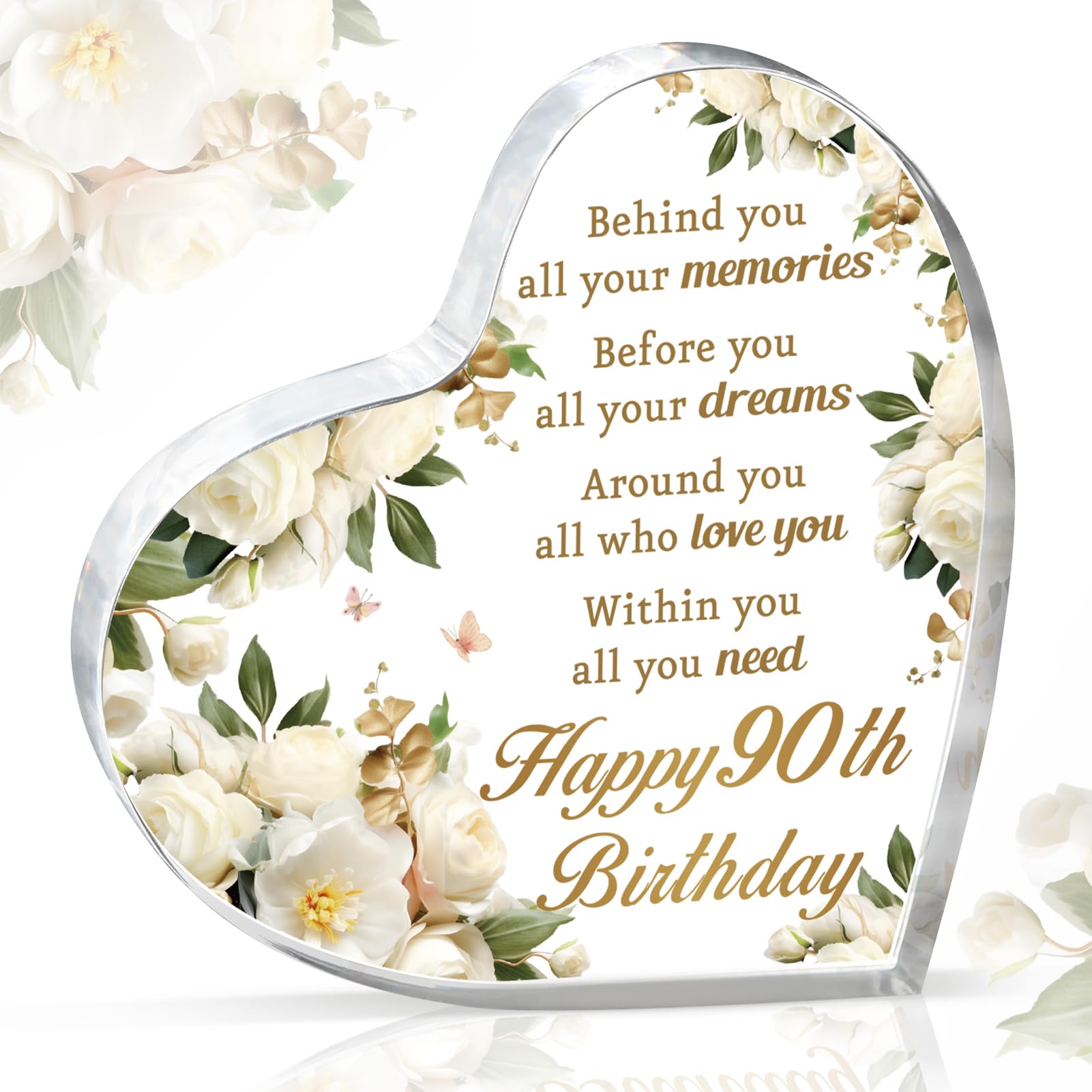 90th Birthday Gifts for Women - Personalized Acrylic Paperweight (3.9