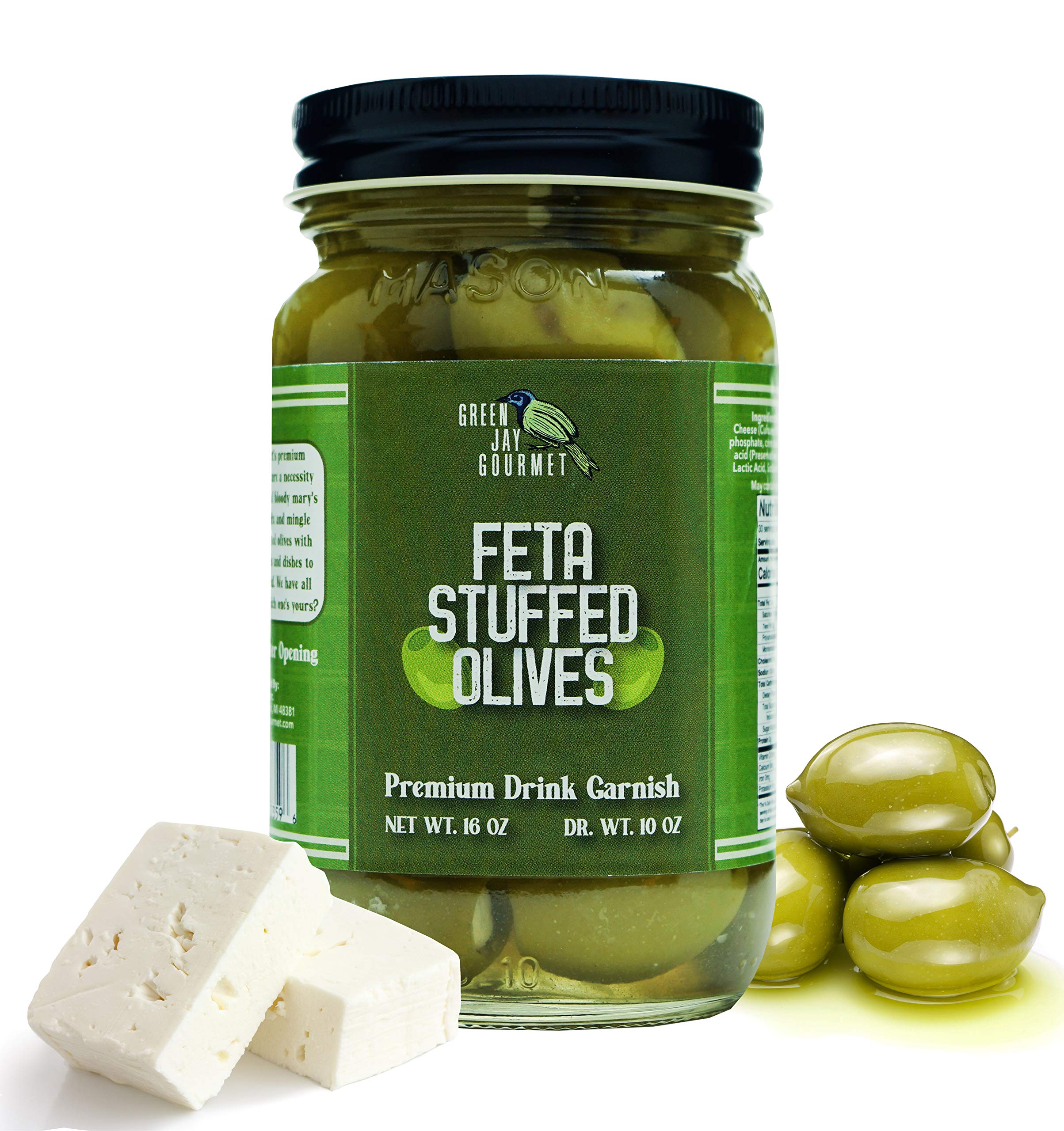 **Premium Feta Cheese Stuffed Green Olives – All Natural Gourmet Olives for Cocktails, Cheese Boards & Dirty Martinis – Large 16oz – Perfect for Parties, Charcuterie & Appetizers**
