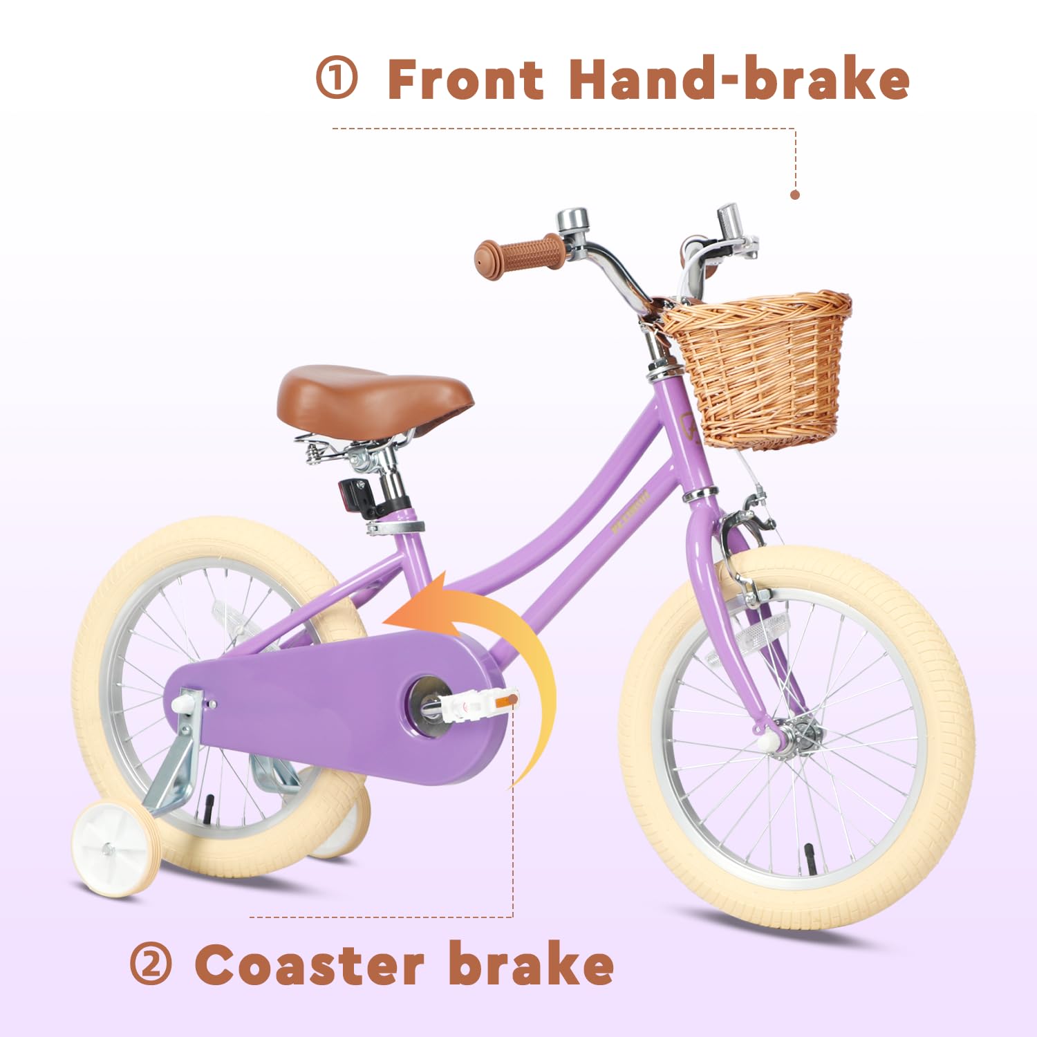 Petimini Girls Bike with Basket for Kids Ages 2-12 | 12-20 Inch Children's Bicycle with Training Wheels & Bell | Multiple Color Options | Perfect for Neighborhood Rides, Park Adventures & Learning to Cycle