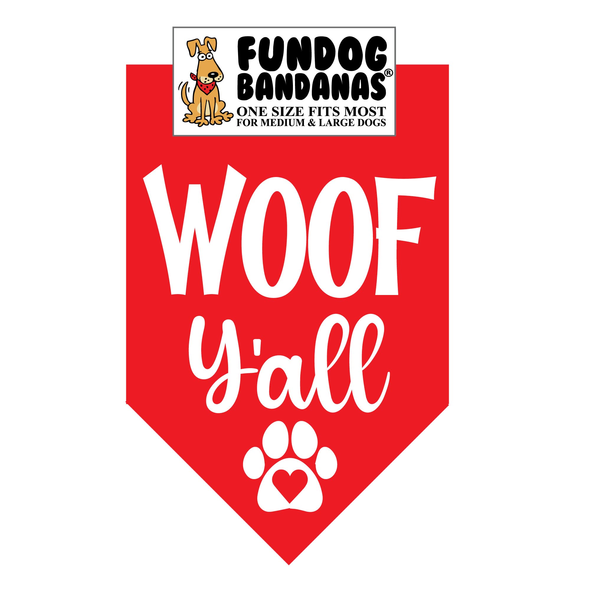 WOOF Y'all Dog Bandana - Adjustable & Breathable for Medium to Large Dogs (Red) - Perfect for Pet Parties, Walks & Photo Shoots
