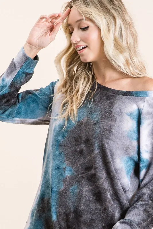 BiBi Tie Dye Sweater Knit Top for Women | Trendy Boho Chic Pullover | Perfect for Fall Fashion, Casual Outings & Cozy Layering