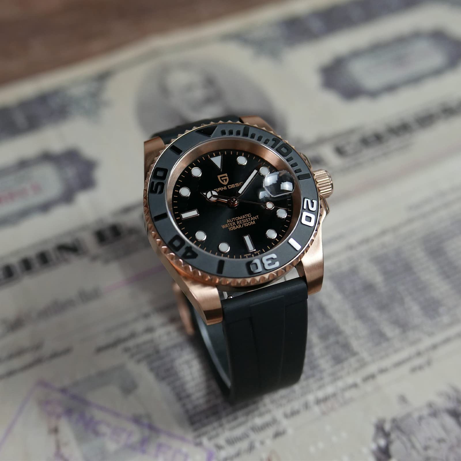 Pagani Design Automatic Men's Watch NH35 Mechanical 100M Waterproof for Yachting & Diving