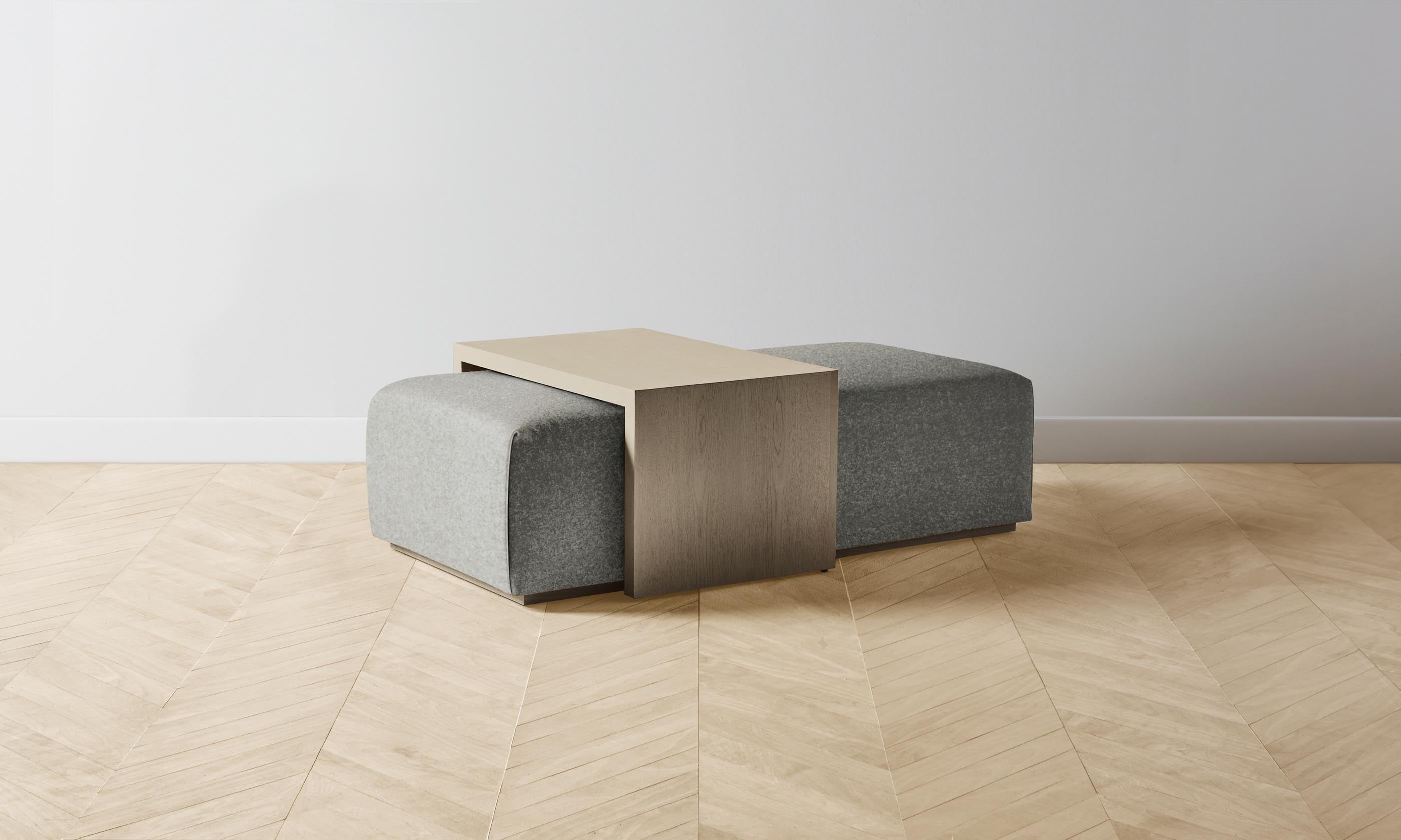 The Bowery Ottoman in Merino Granite - Modern Footrest & Storage Bench for Living Room, Bedroom, or Office
