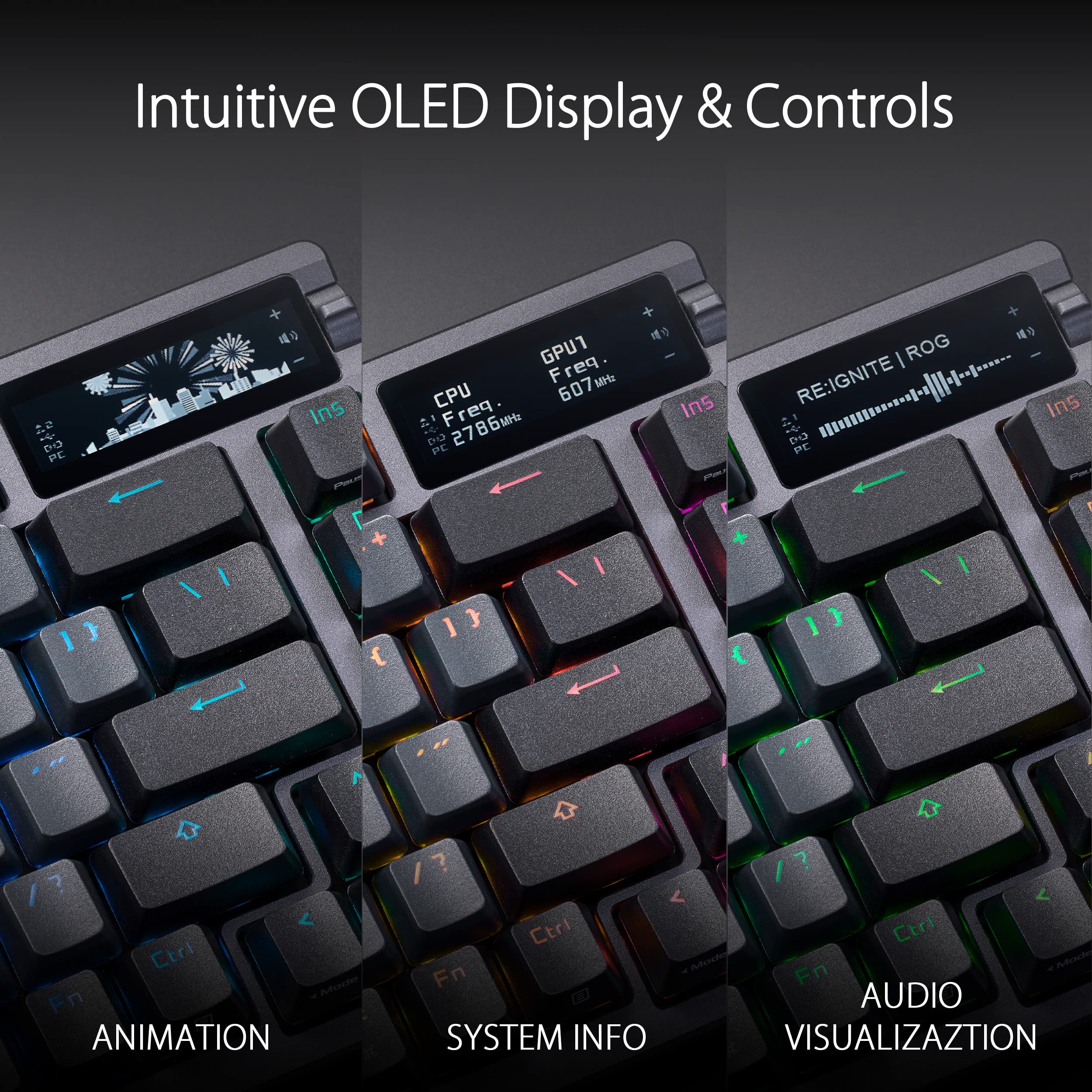 ASUS ROG Azoth 75% Wireless Custom Mechanical Gaming Keyboard - Hot-Swappable ROG NX Red Switches, OLED Display, Gasket Mount, 3-Layer Dampening, PBT Keycaps, RGB Backlit (Black, UK Layout) - Perfect for Esports, Streaming & Professional Gaming Setup
