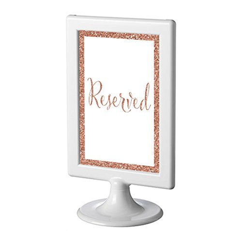 Rose Gold Glitter Wedding Signs 4x6in - Reserved Decor for Parties