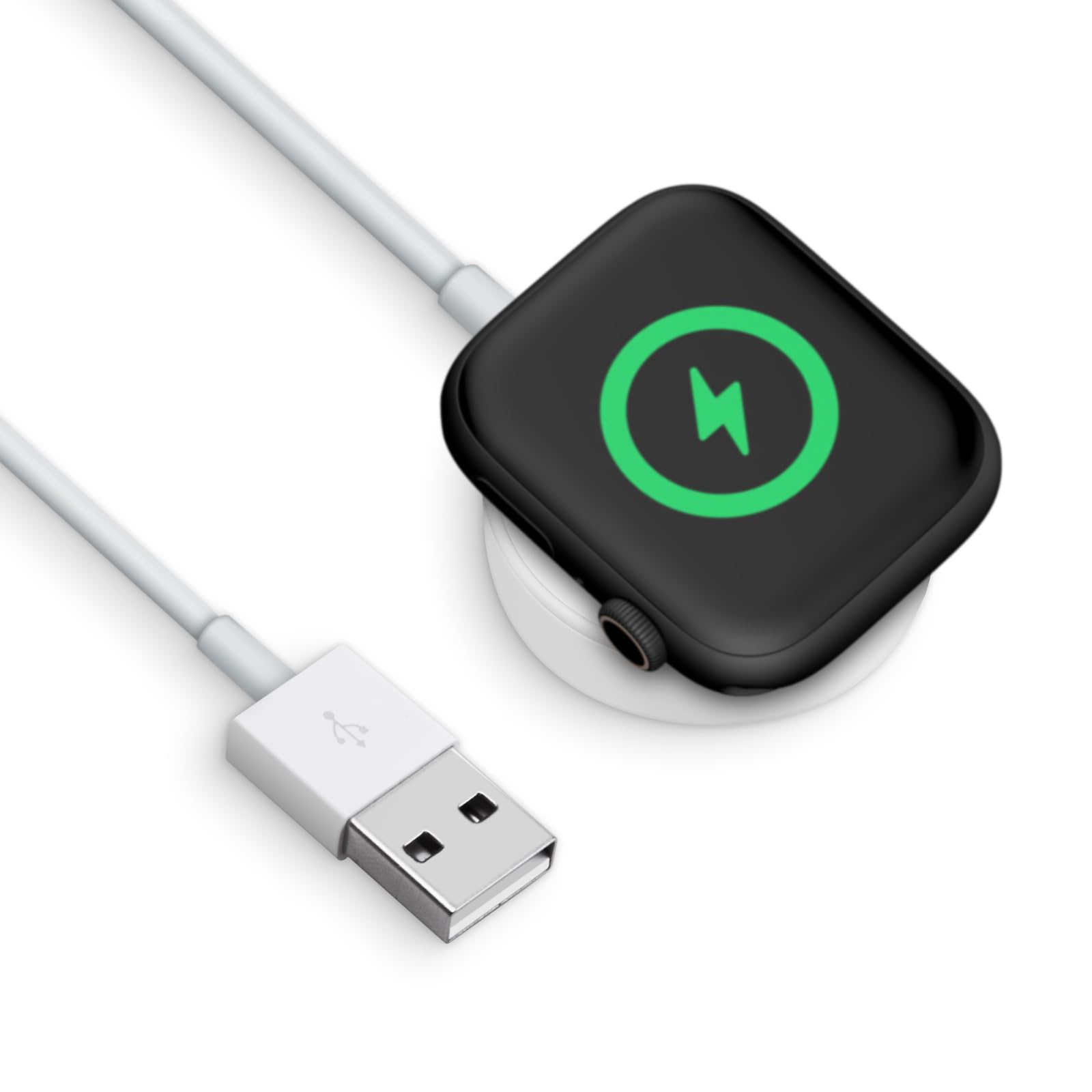 Upgrade Watch Charger 1.6 ft / 0.5m Portable Wireless Charging Cable for Apple Watch Series 9/8/7/SE - Fast Magnetic Charging Dock for Home, Office & Travel