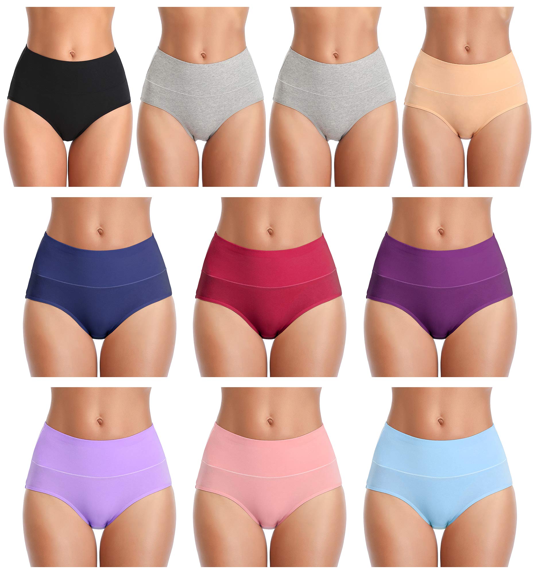 ASIMOON Women's Cotton Mid-High Waist Underwear - Soft Breathable No Muffin Top Panties for Ladies | Comfortable Everyday Wear, Yoga, Workout & Sleep
