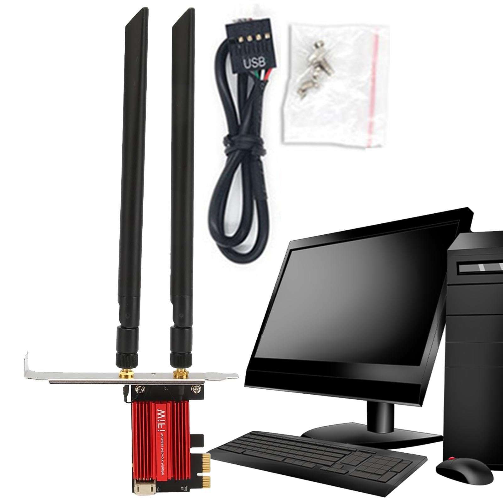 Sollee Wireless Network Card for Desktop - High-Speed Dual Band WiFi Adapter with Stable Connection for HD Video Streaming & Online Gaming | Perfect for Home Office, Gaming PC & 4K Video Streaming