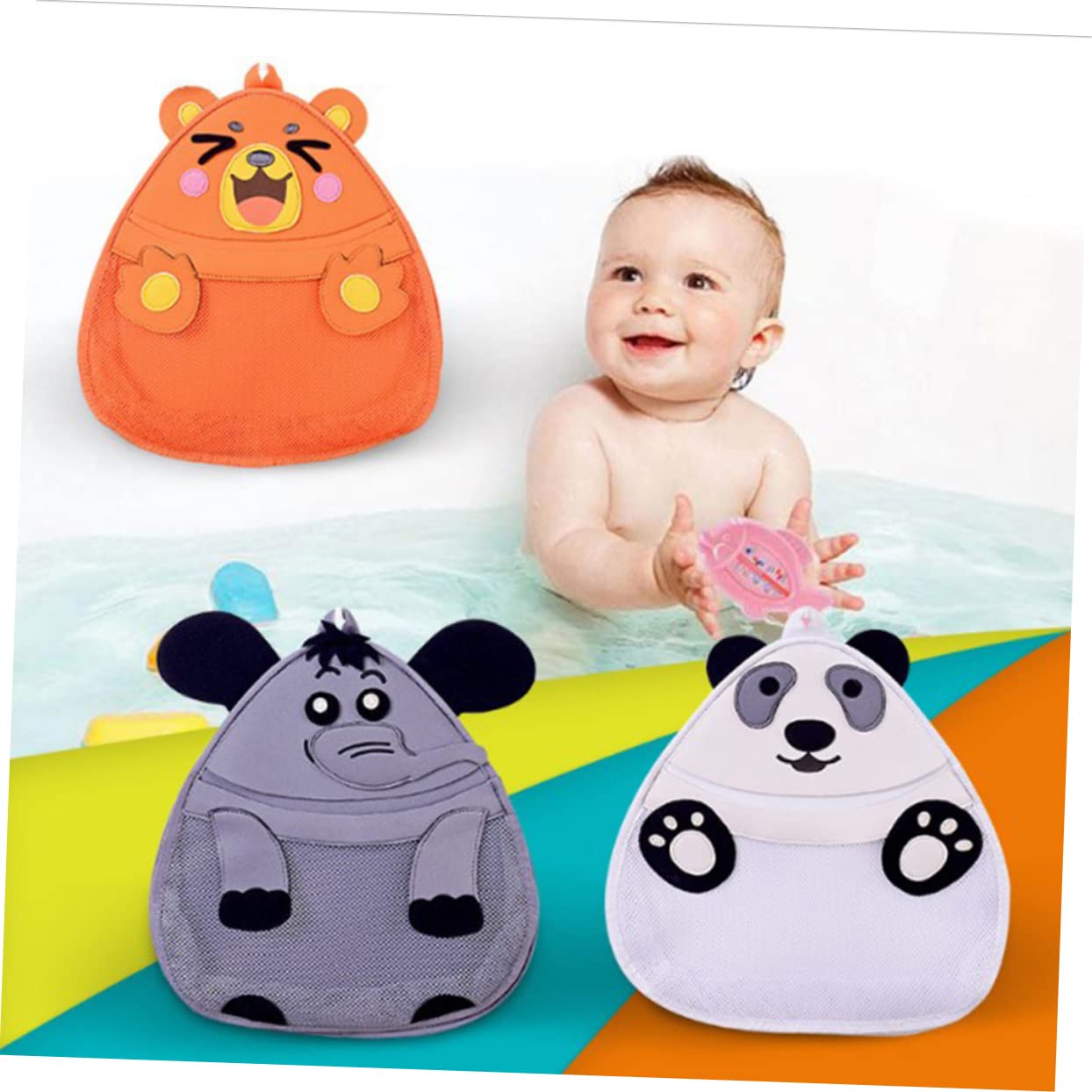 UPKOCH 2-Pack Waterproof Toy Storage Bags with Hooks - Bathroom Organizer for Kids Bath Toys, Stuffed Animals & Playroom Organization - Perfect for Bath Time, Nursery & Playroom Storage