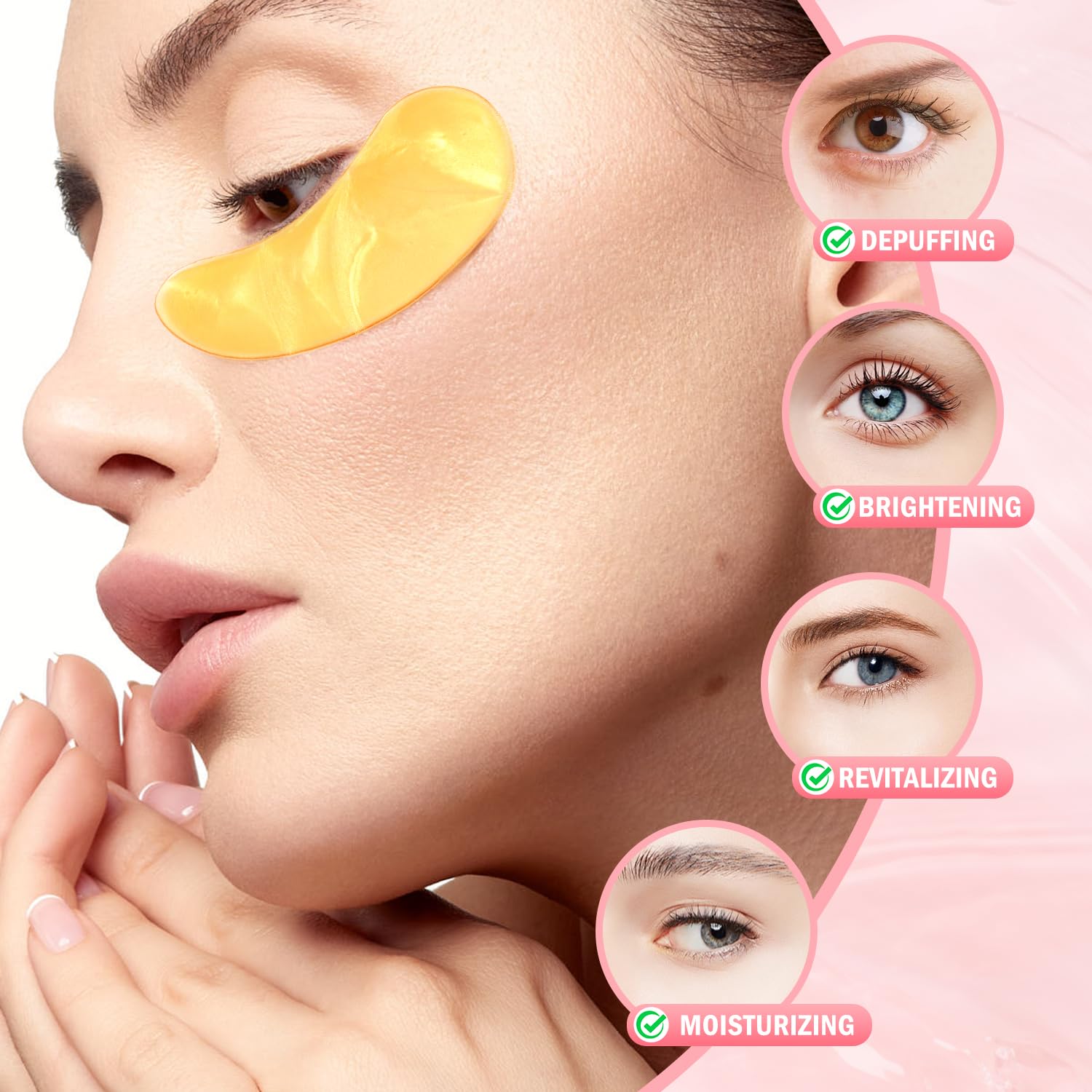 24 Pairs Retinol Eye Gel Pads & 30 Pairs Gold Eye Masks for Wrinkles, Puffy Eyes & Dark Circles - Anti-Aging Collagen Under Eye Patches for Night Skincare & Spa Treatment