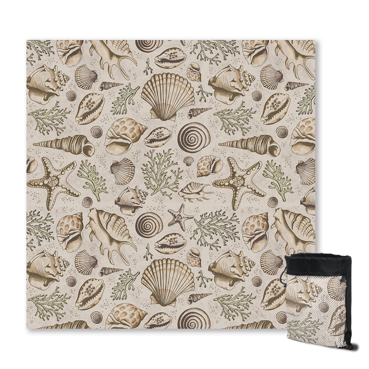 Premium Brown Seashells Sand Free Beach Towel - Quick Dry, Ultra Absorbent & Lightweight for Pool, Travel & Outdoor Activities