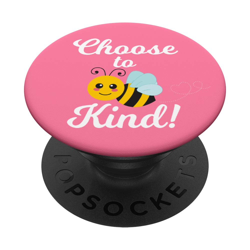 Pink Choose To Be Kind Anti-Bullying Cute Honey Bee Teacher PopSockets PopGrip - Swappable Phone & Tablet Stand with Grip - Perfect for Classrooms, Offices & Daily Commute