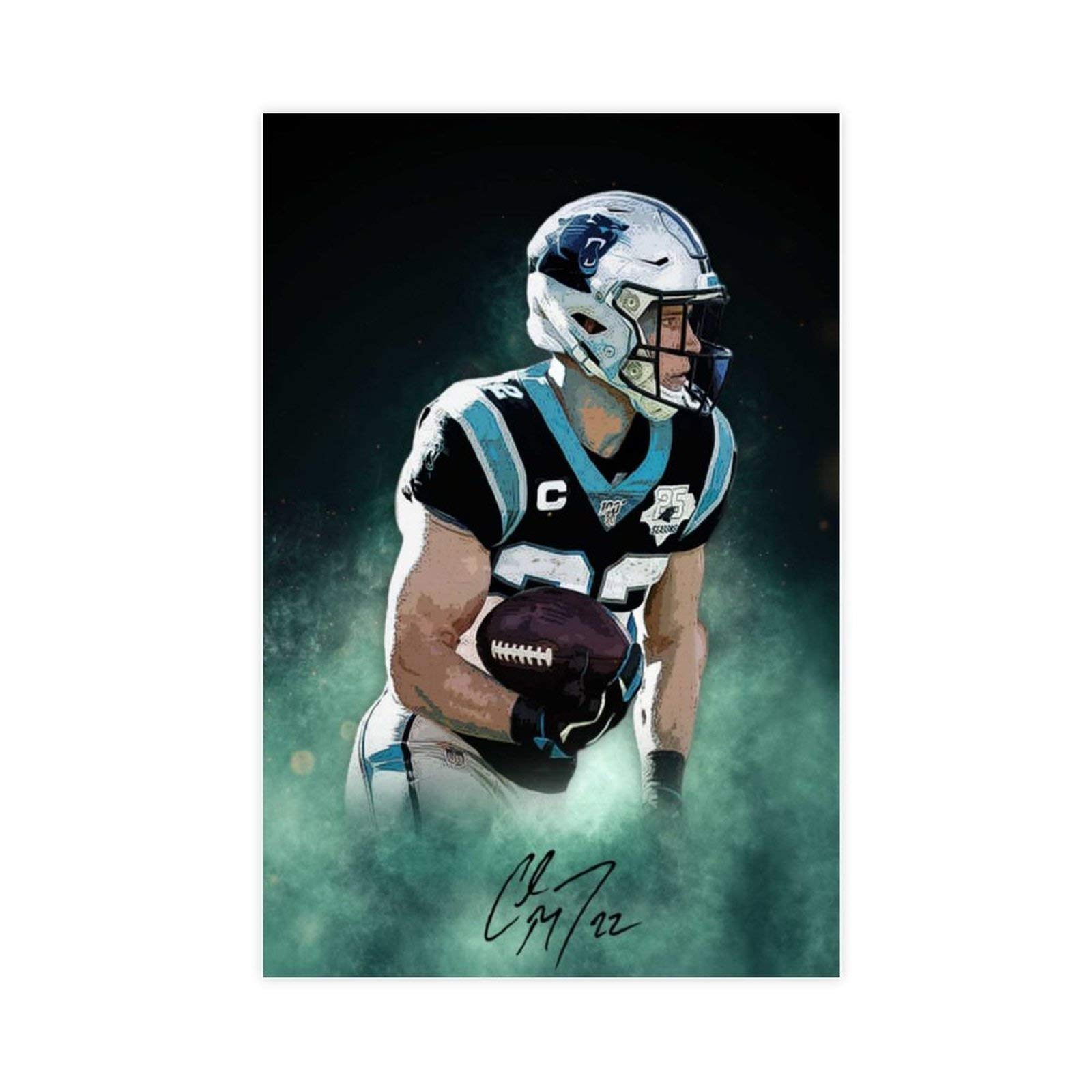 Christian McCaffrey Sports Star Athlete Canvas Poster - 24x36 inch (60x90cm) Unframed Wall Art for Bedroom, Office & Man Cave Decor - Perfect Gift for Football Fans & Sports Enthusiasts