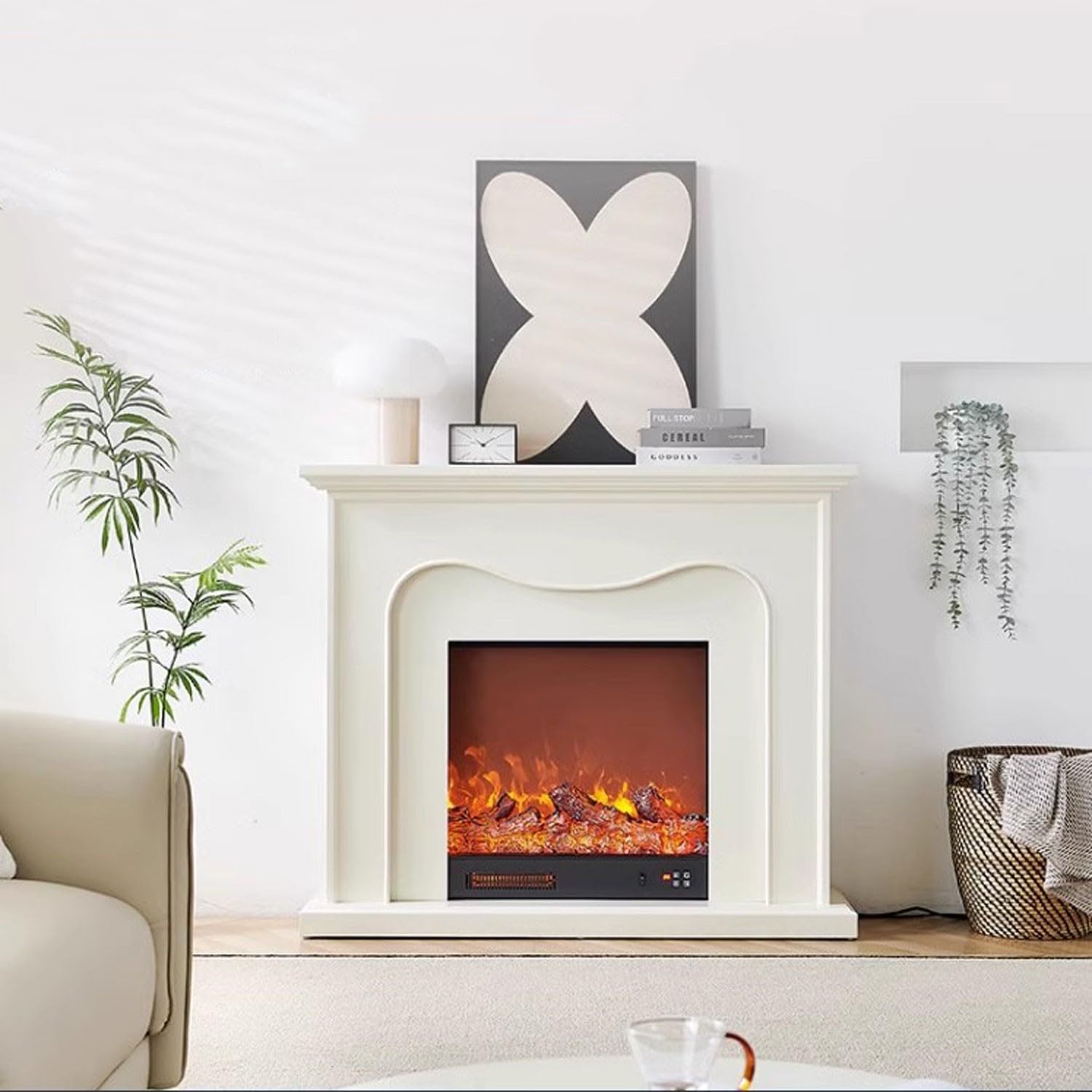 SchAan Electric Fireplace with Mantel - Wall Mounted Fireplace with French LED Lights & Heating - Perfect for Living Room, Bedroom & Office Decor
