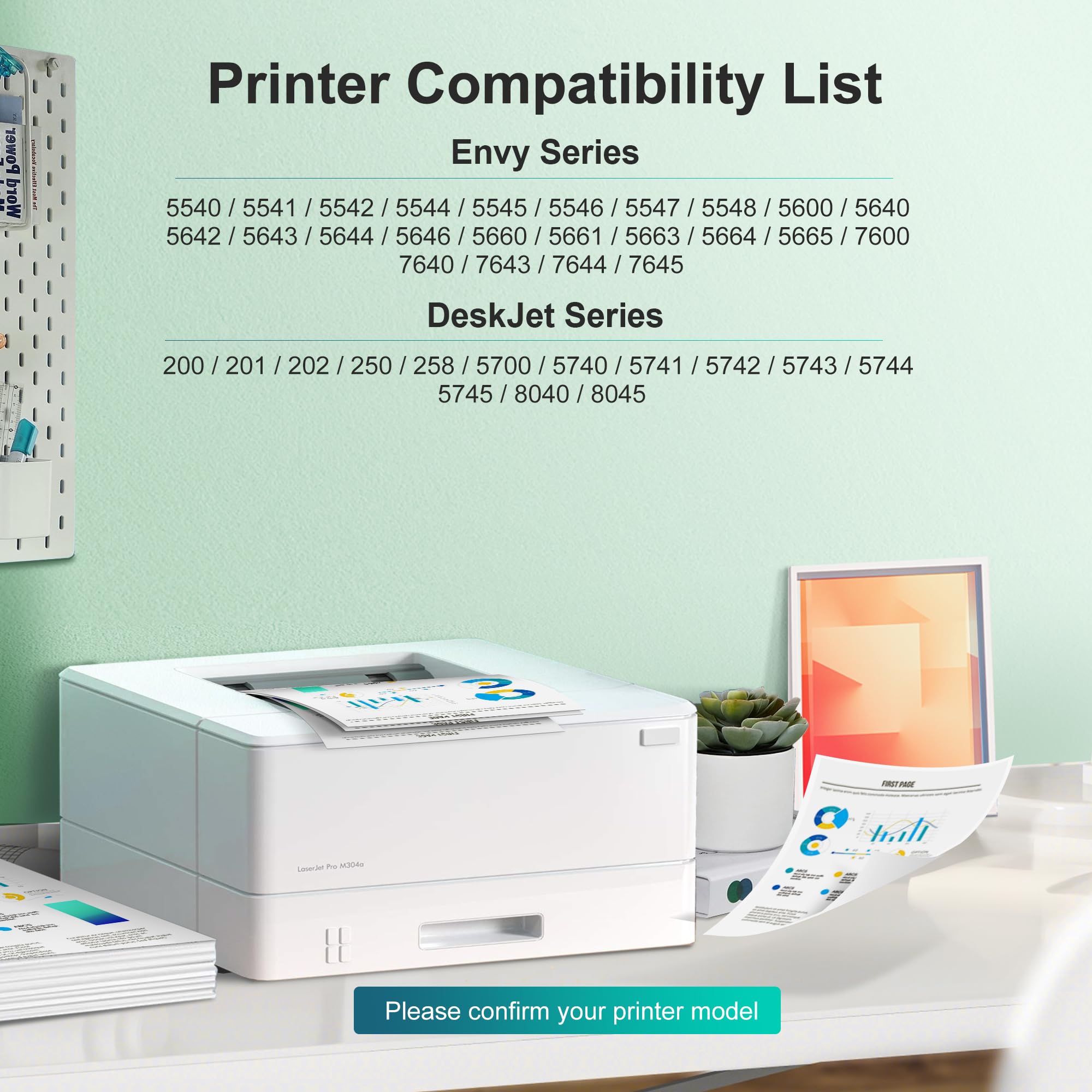 WEKVA 62 Ink Cartridges Replacement for HP 62/62XL - Compatible with HP Envy 5664 5665 7600 5545 5549 5741 7643 & OfficeJet 5740 5741 Deskjet 200 258 Printers - High-Quality Printer Ink for Home & Office Use