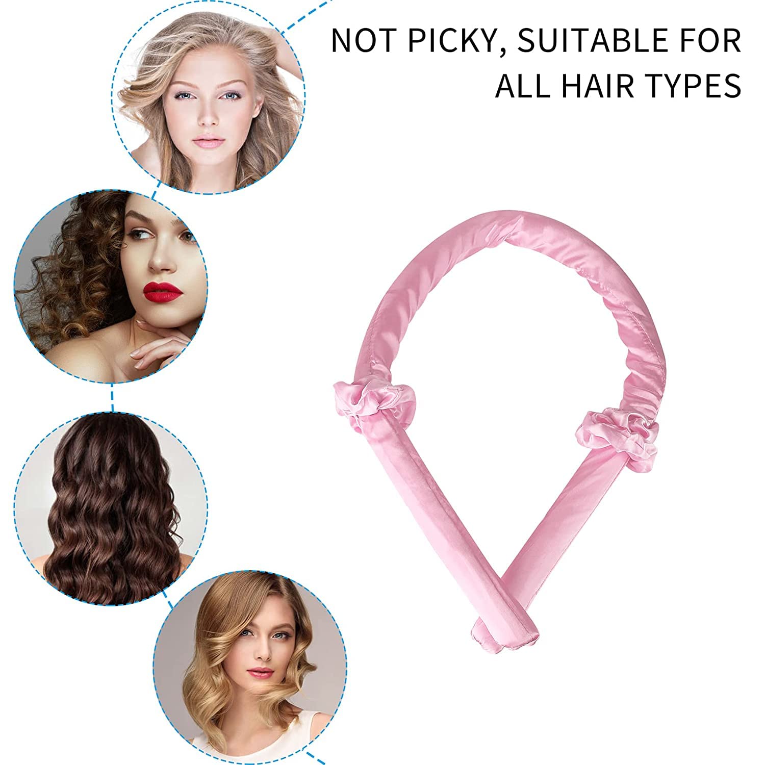 WENGONVILA Heatless Curling Rod Headband Set - No Heat Hair Rollers with Silk Ribbon, Hair Clips & Scrunchie for Overnight Curls (Multi Color) | Perfect for Bedtime Styling & Damage-Free Waves
