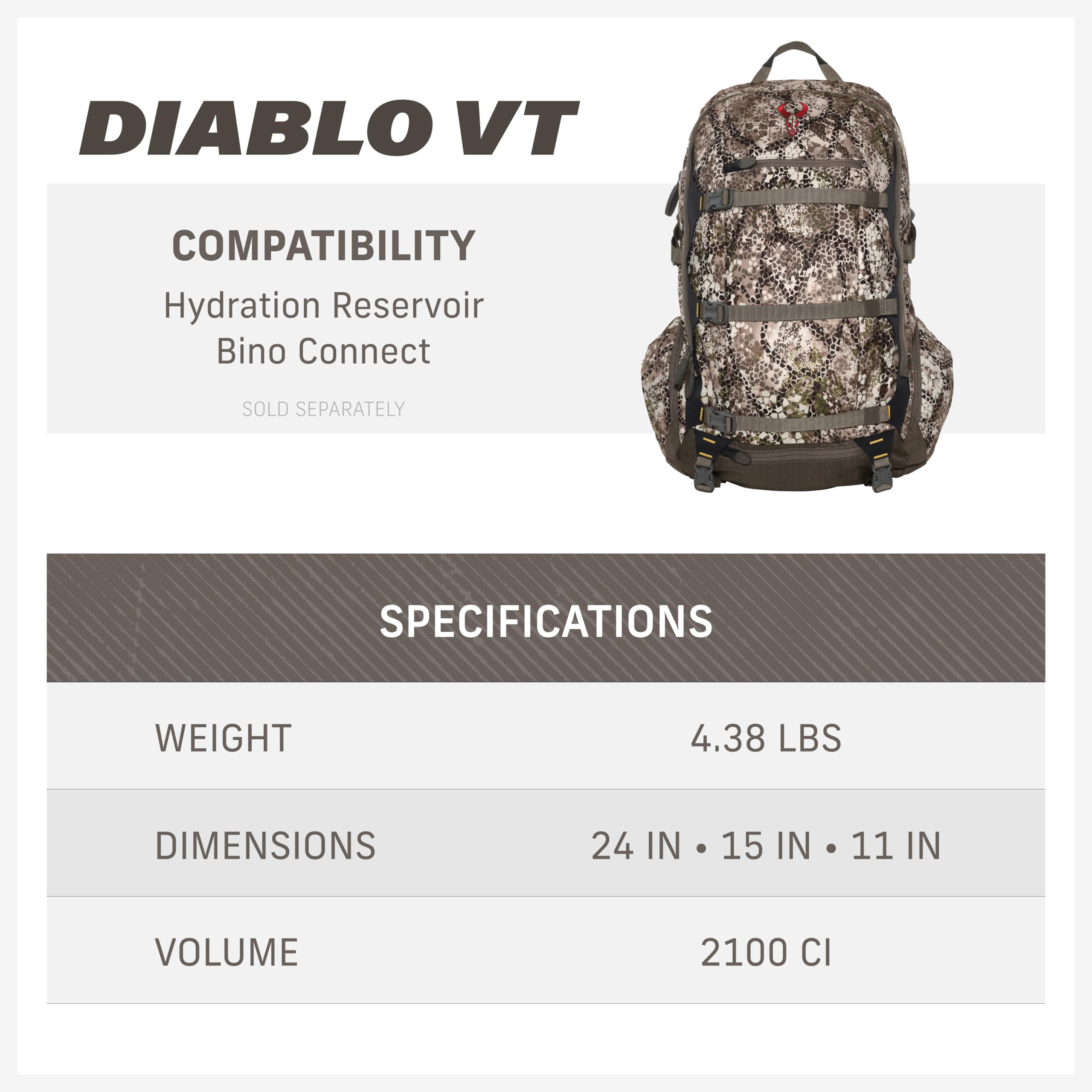 Badlands Diablo VT Hunting Backpack - Lightweight & Durable Camo Backpack for Hunting Gear - Perfect for Big Game Hunting, Hiking & Outdoor Adventures
