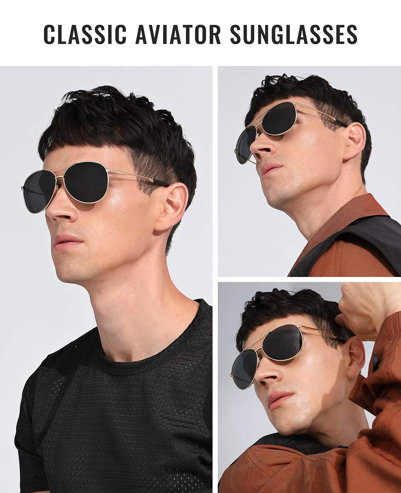 Cyxus 2 Pack Polarized Aviator Sunglasses for Men - Classic Mirrored Lens UV400 Protection - Perfect for Driving, Fishing & Outdoor Activities