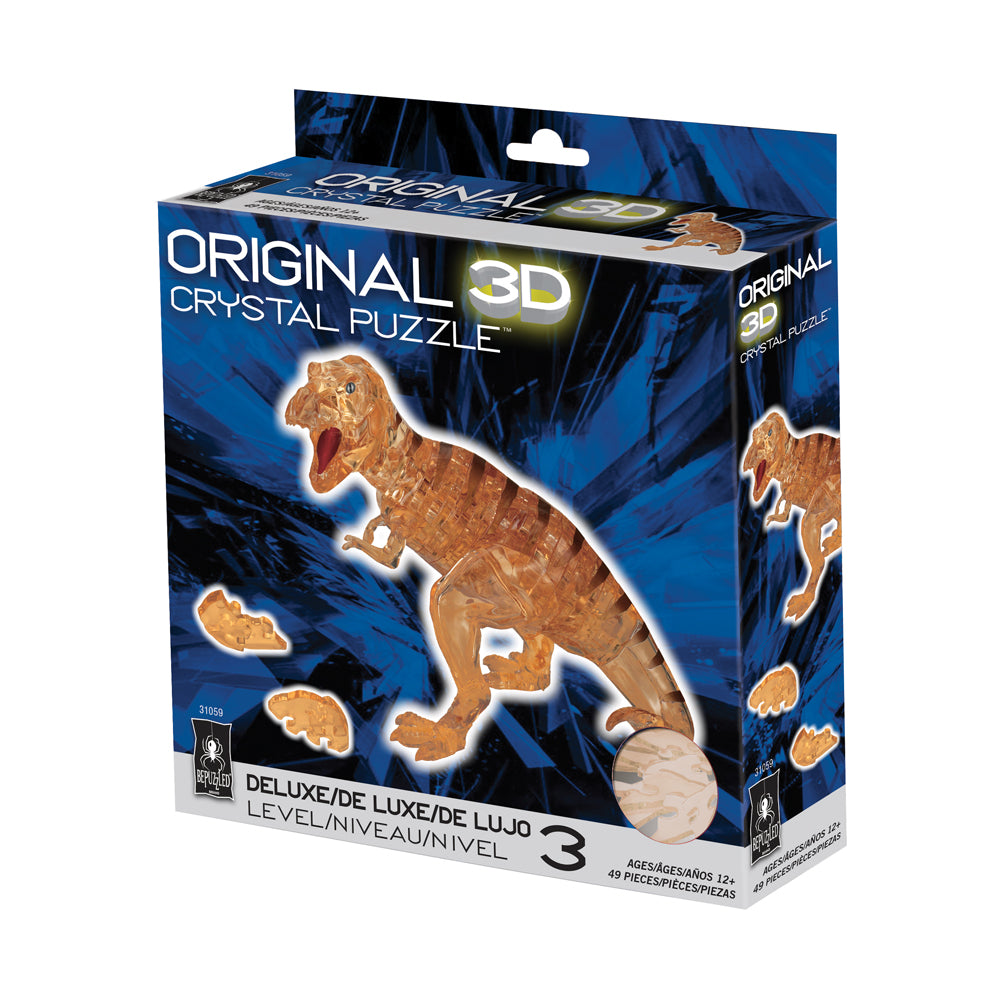 BePuzzled 3D Crystal T-Rex Dinosaur Puzzle - 49 Piece STEM Educational Toy for Kids & Adults - Fun Brain Teaser for Home Decor, Classroom Learning & Gift Giving