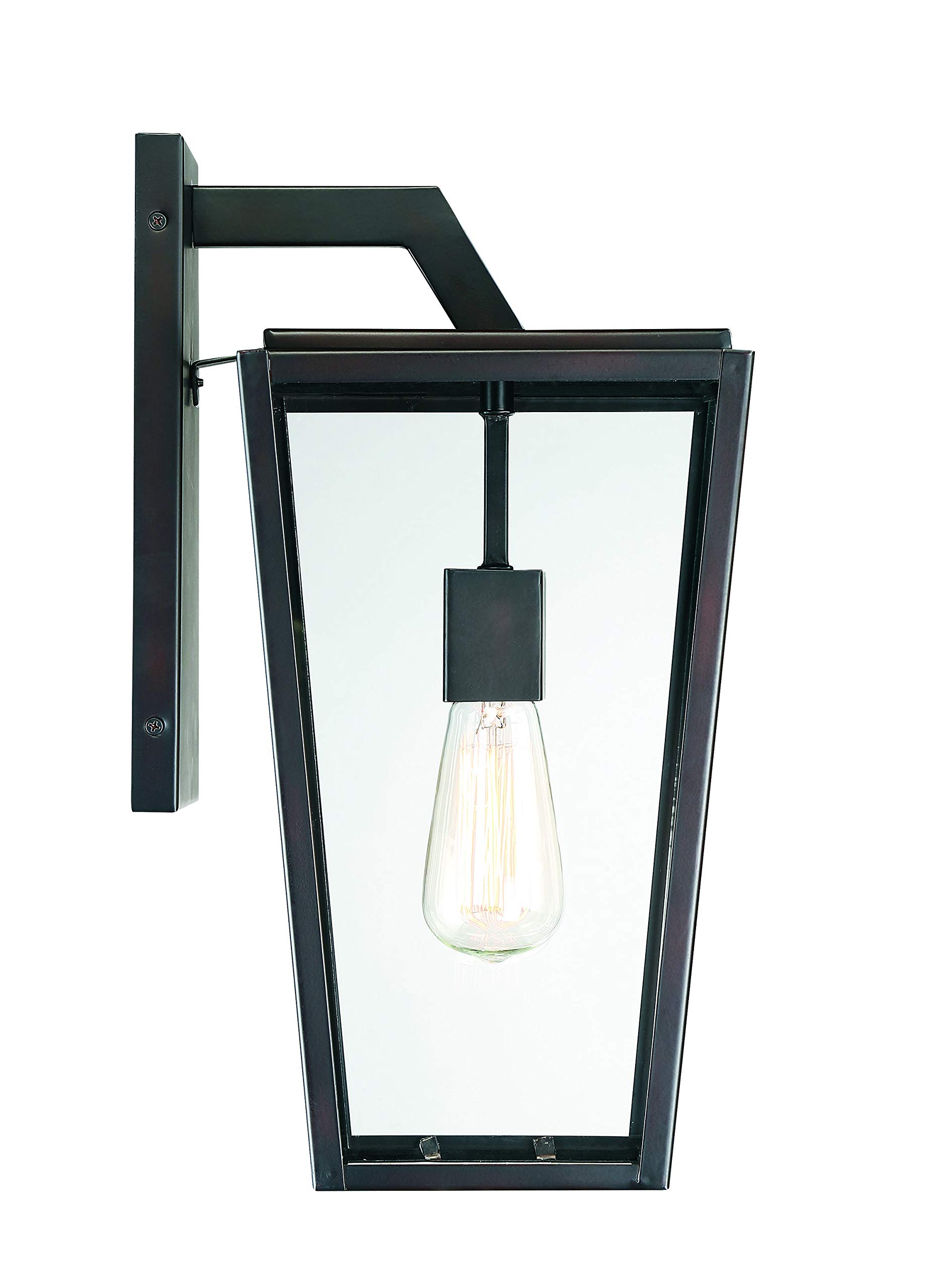 Savoy House Milton Modern Clear Glass Outdoor Wall Lantern - 1-Light 60W English Bronze Fixture (17