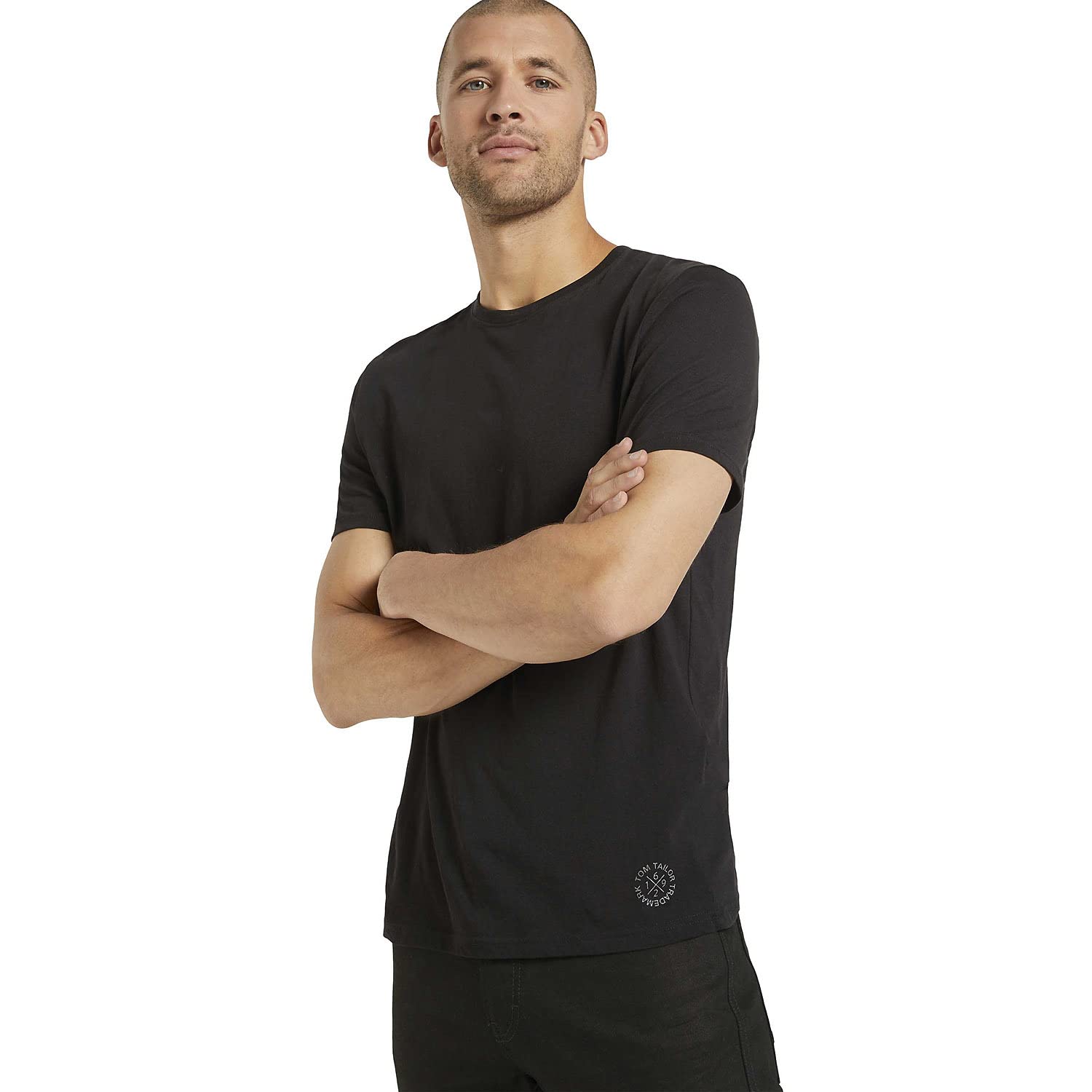 Tom Tailor Men's Crew Neck Double-Layer T-Shirt - White & Black Options | Casual Wear, Everyday Outfit, Street Style Fashion