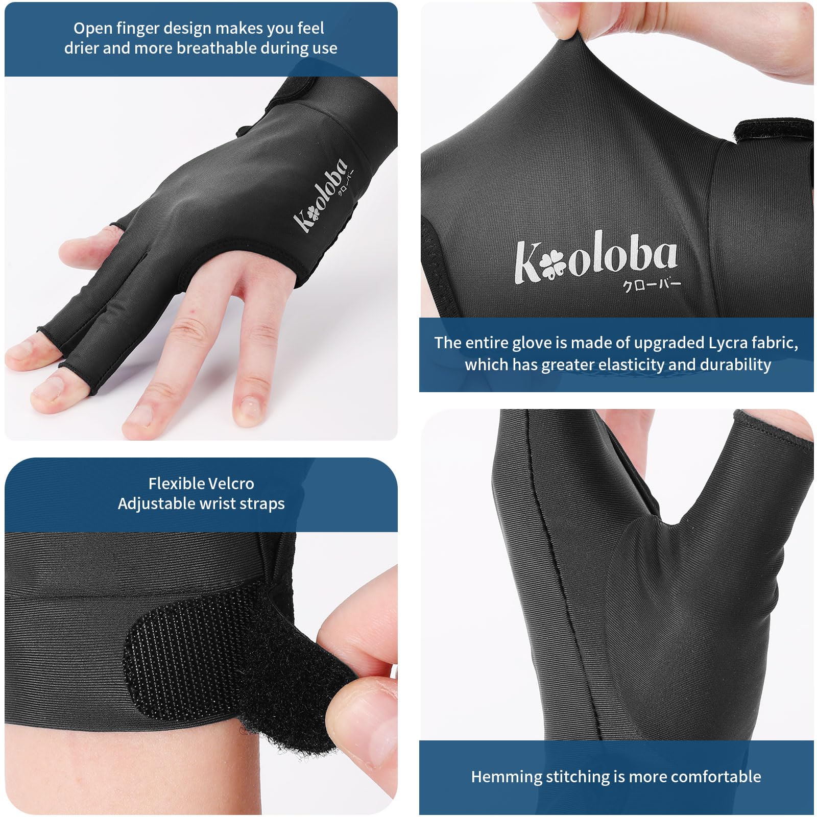 3 Finger Billiards Glove for Left Hand - Adjustable Velcro Snooker Shooting Glove for Men & Women, Perfect for Pool, Snooker, and Cue Sports Practice