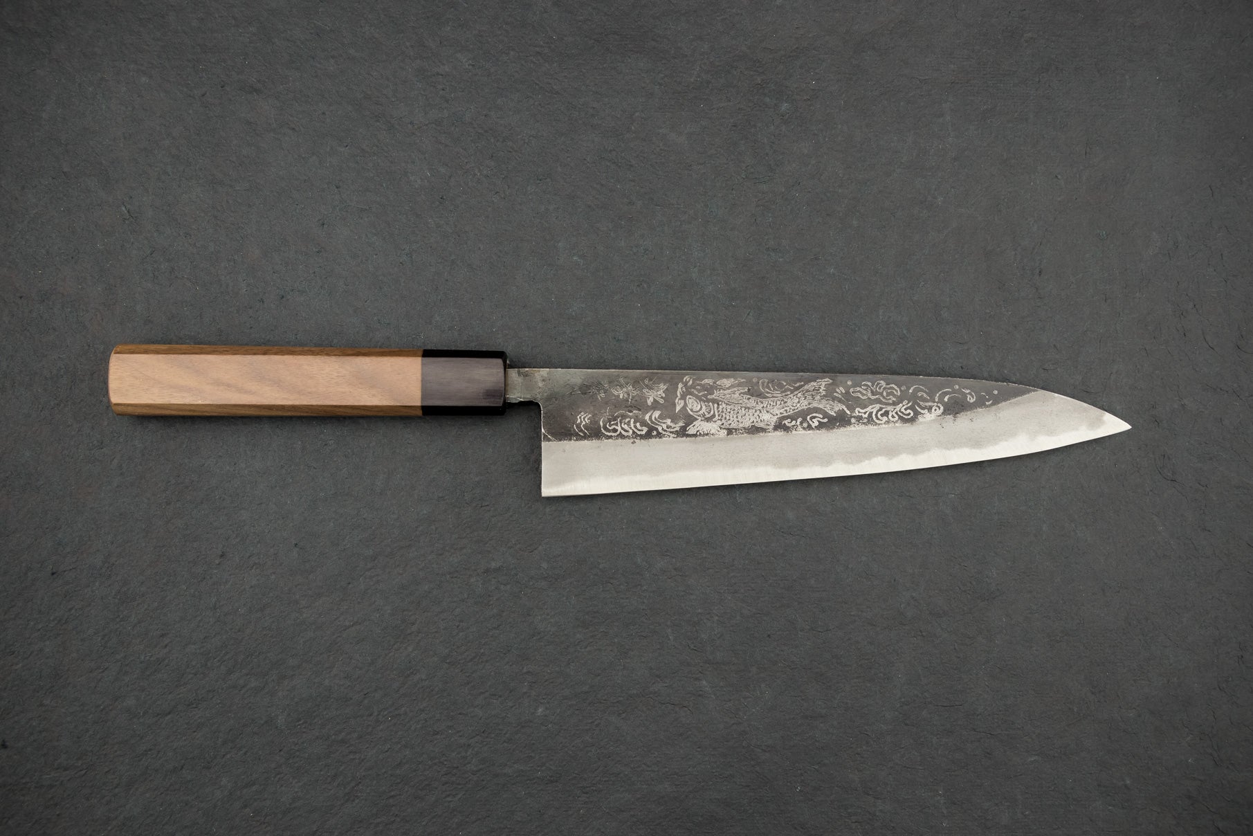 Premium Sakai Takayuki Michiko Special Engraved Aogami Gyuto 210mm Japanese Chef Knife with Koi Carp Design - Perfect for Sushi, Sashimi & Asian Cuisine Preparation