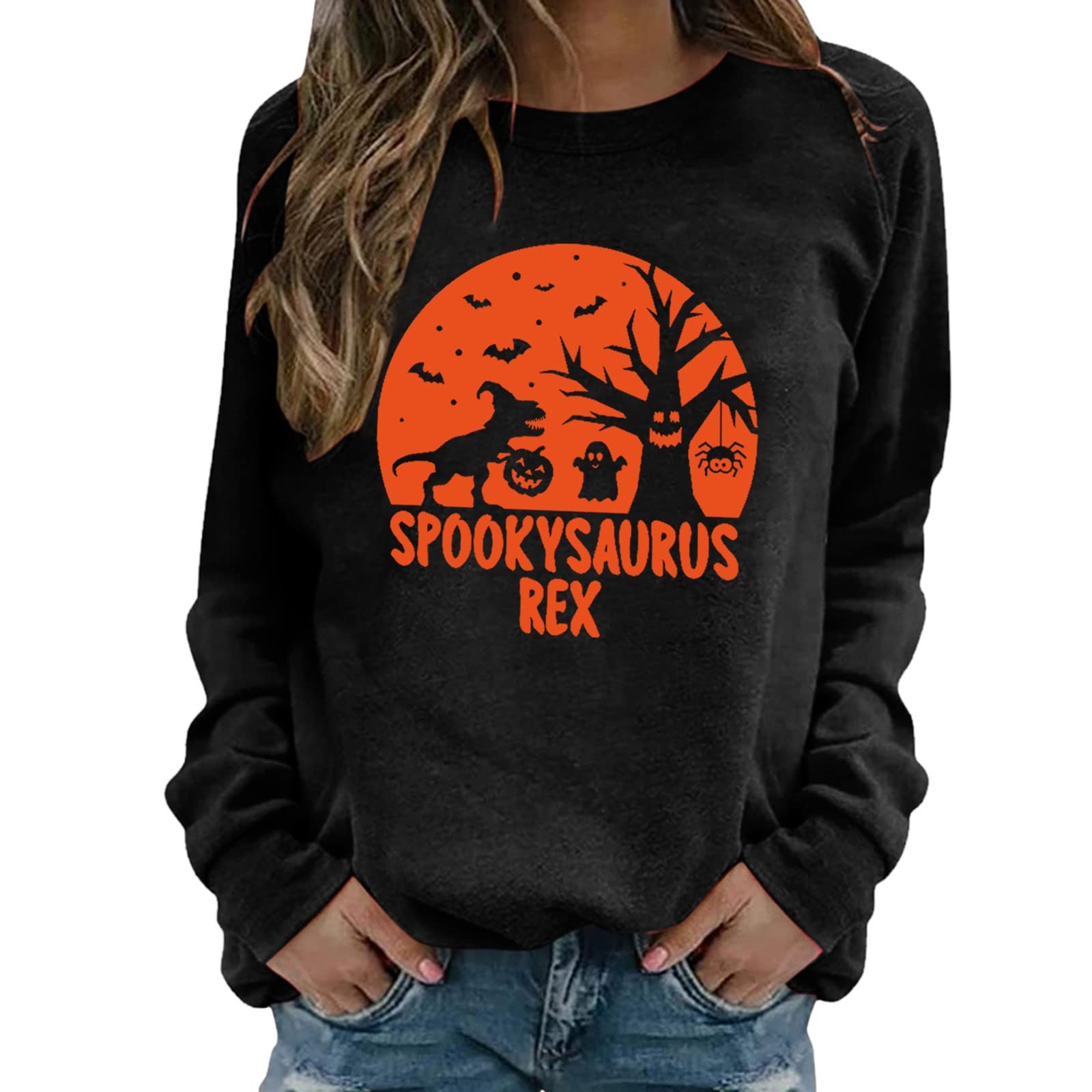 Trendy Women's Oversized Graphic Sweatshirt - Halloween Shirts for Women & Teen Girls | Cozy Pullover for Fall Fashion, Casual Outfits, and Holiday Parties